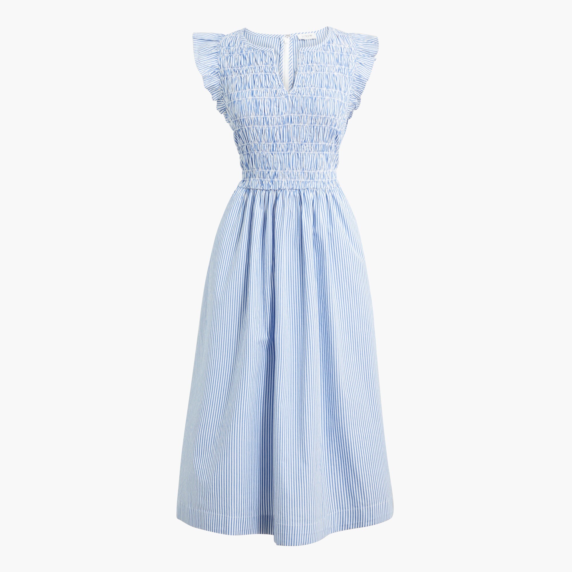 Smocked flutter-sleeve midi dress