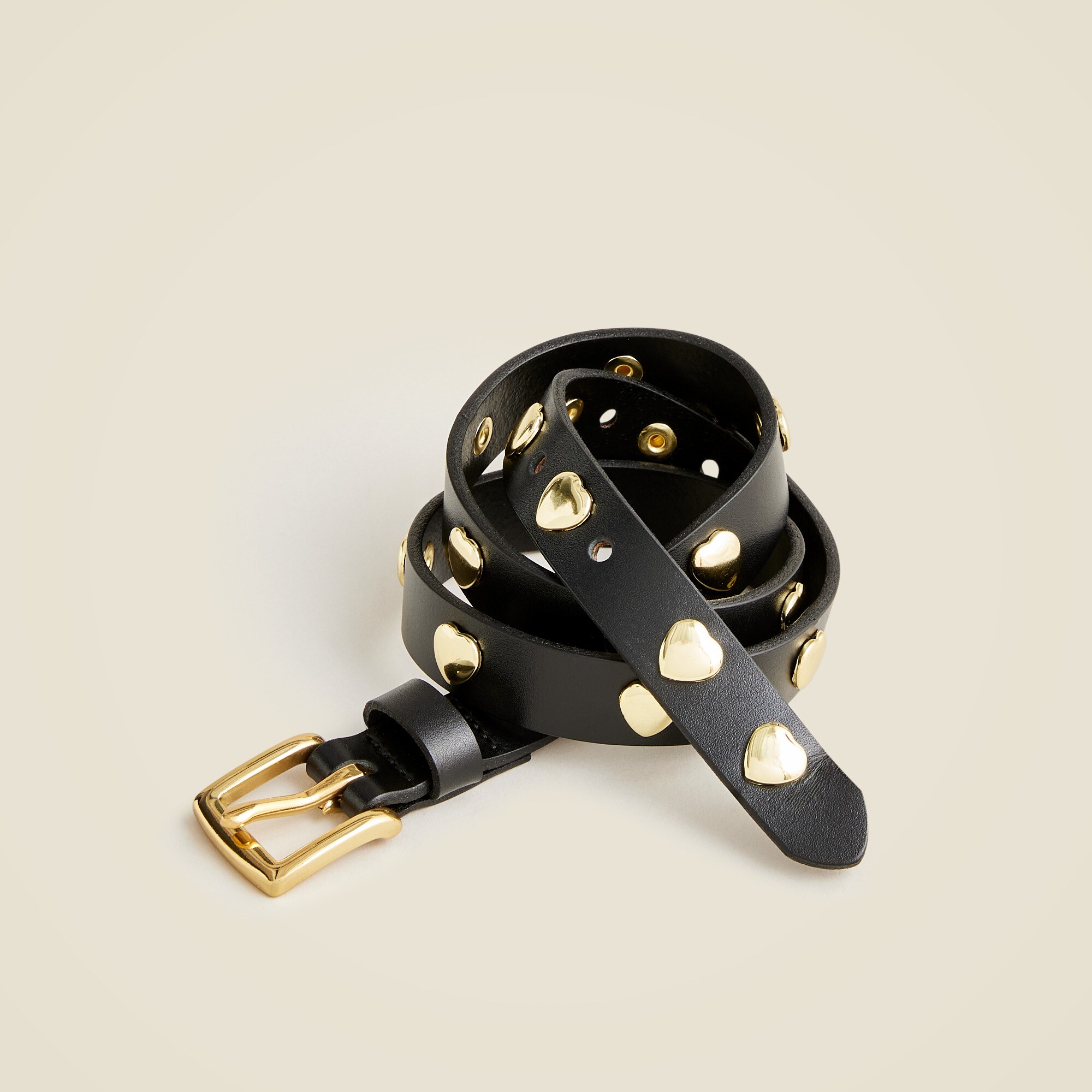 Girls' heart-stud belt in leather