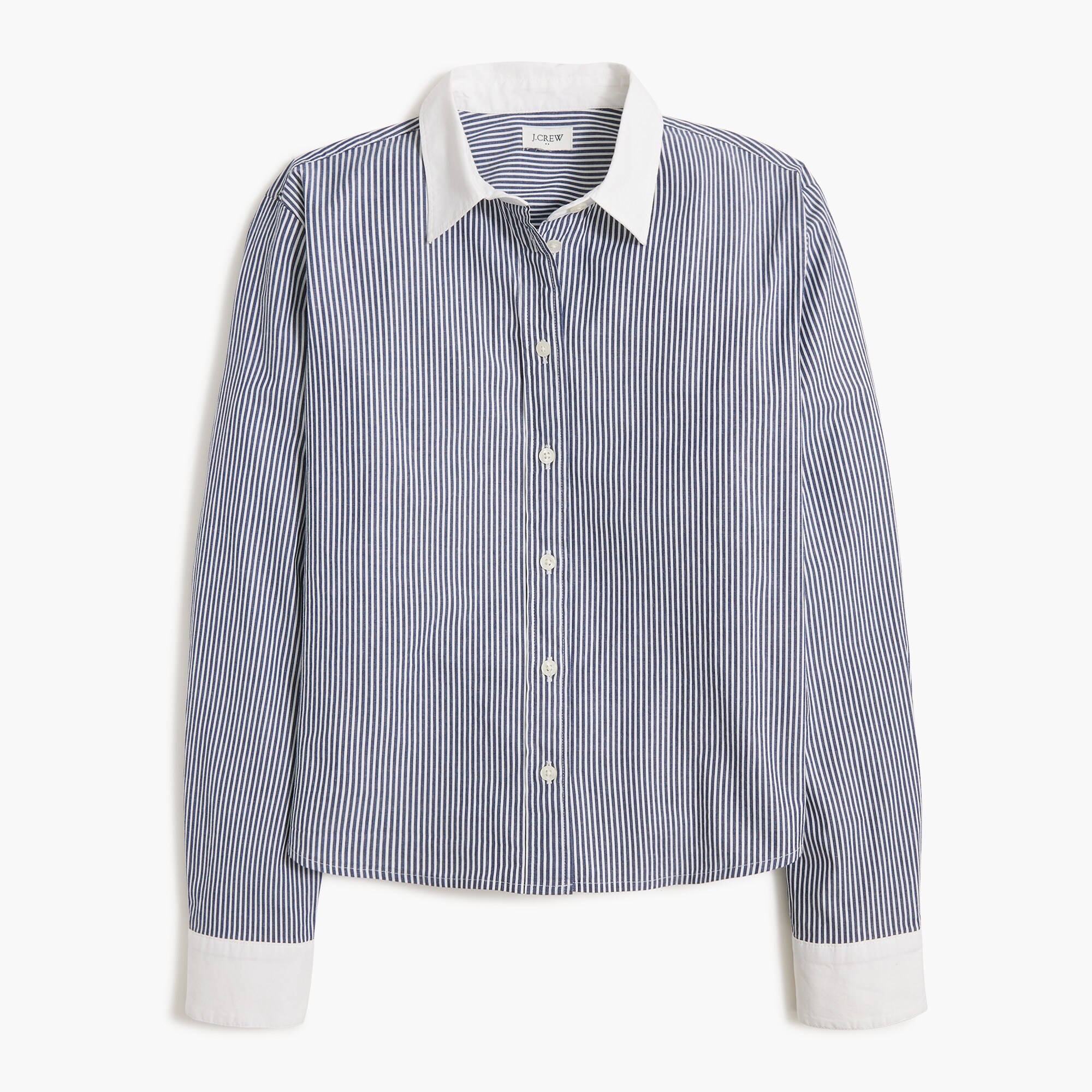 Striped modern button-up shirt with contrast collar