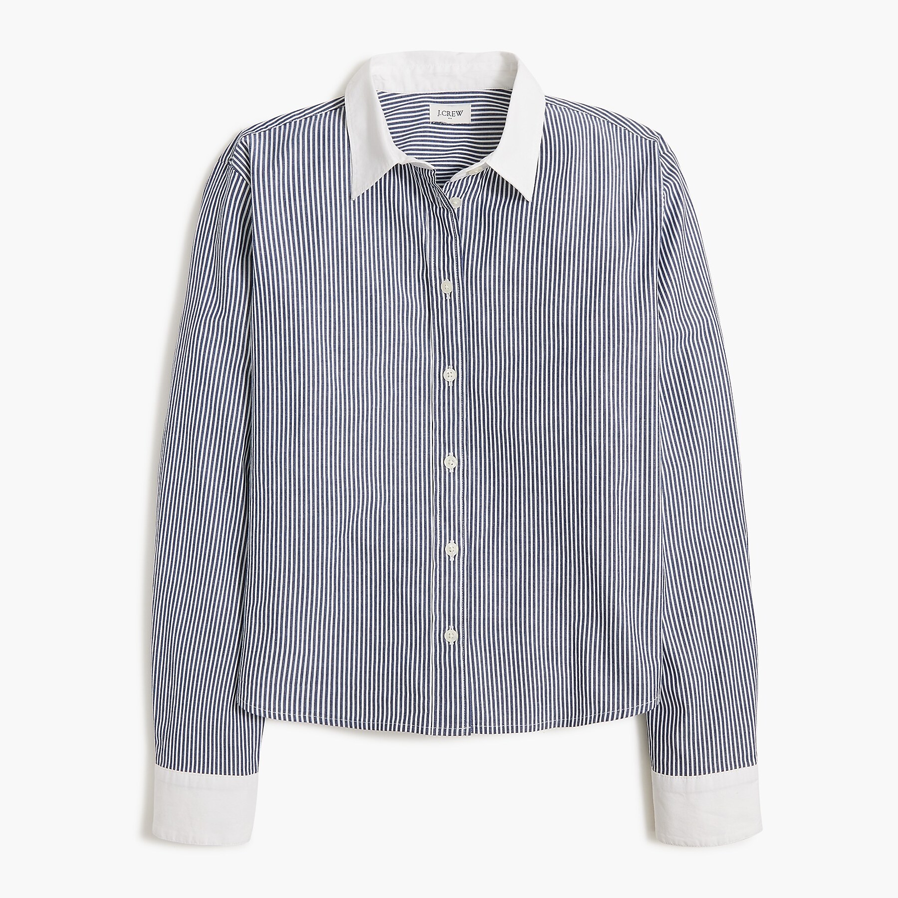 Striped modern button-up shirt with contrast collar