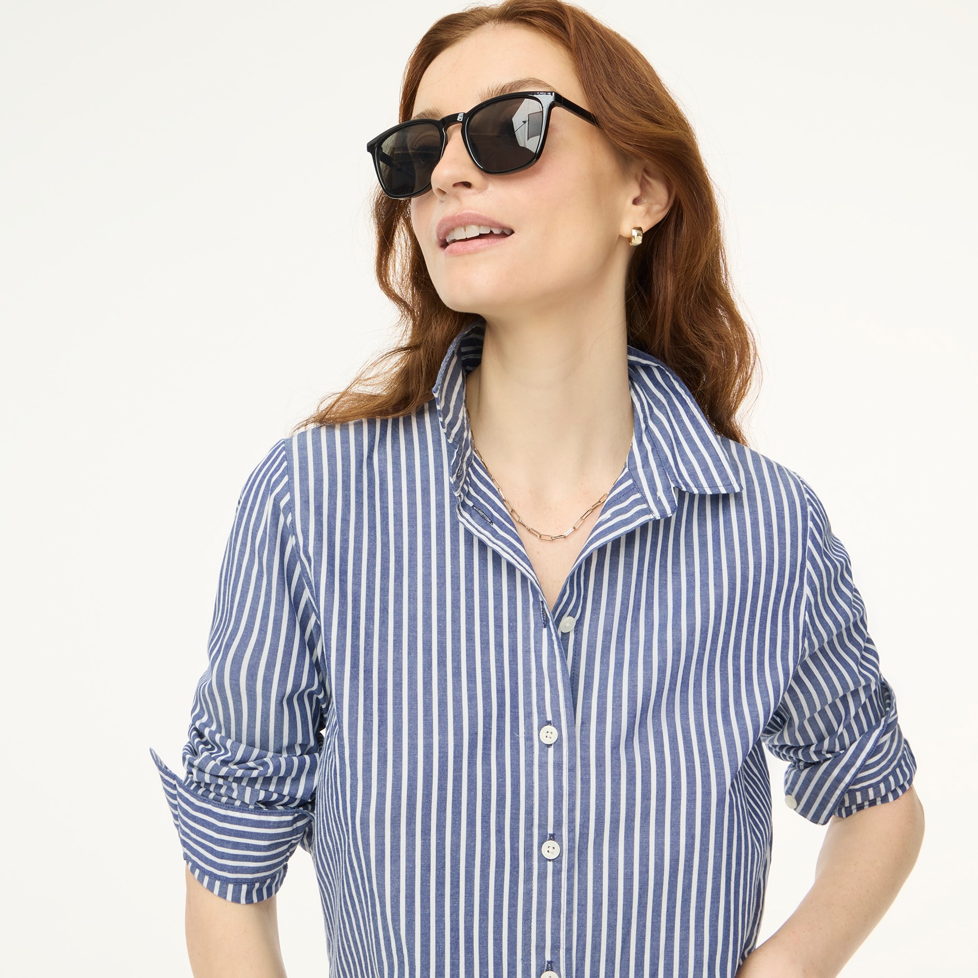 Striped modern button-up shirt