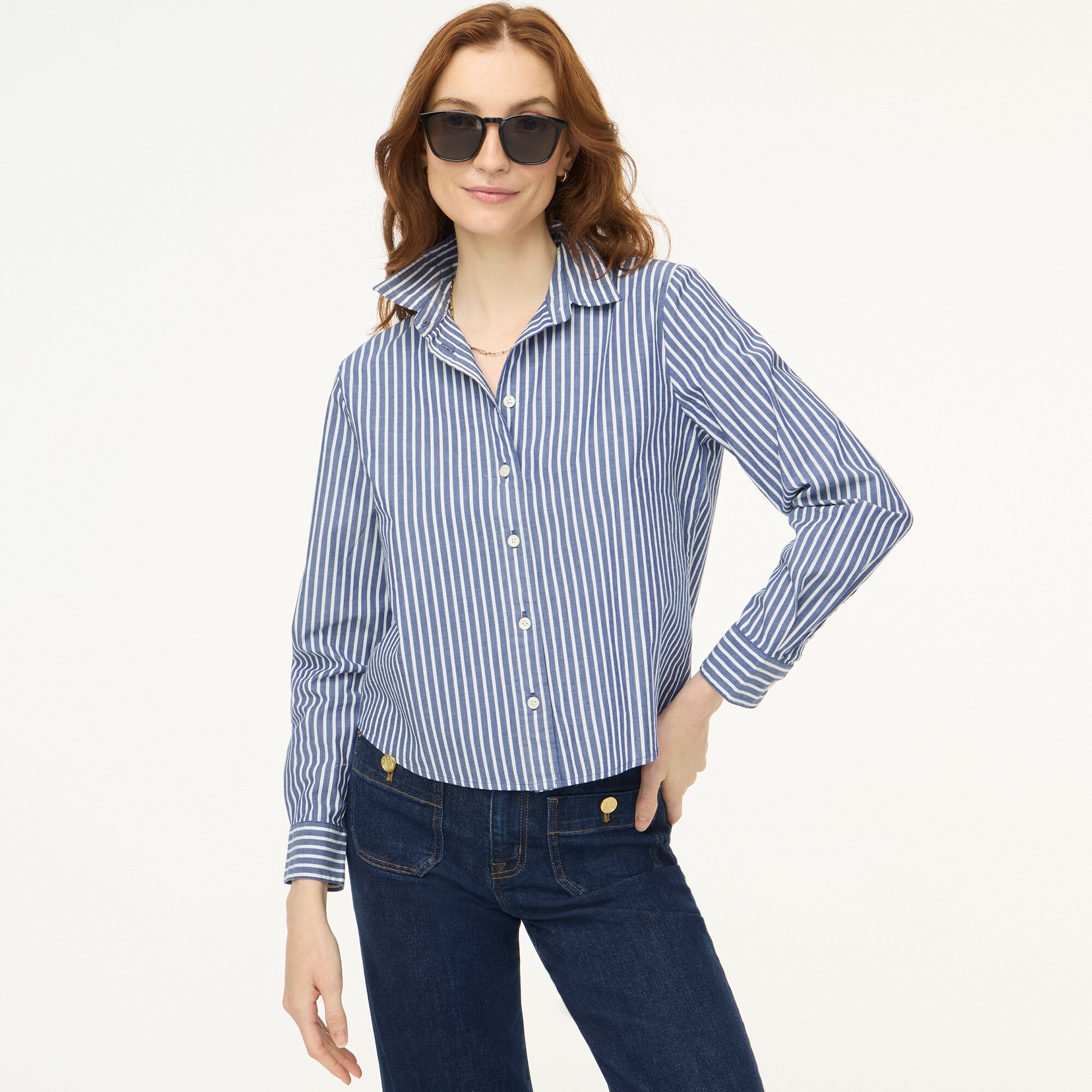 Striped modern button-up shirt
