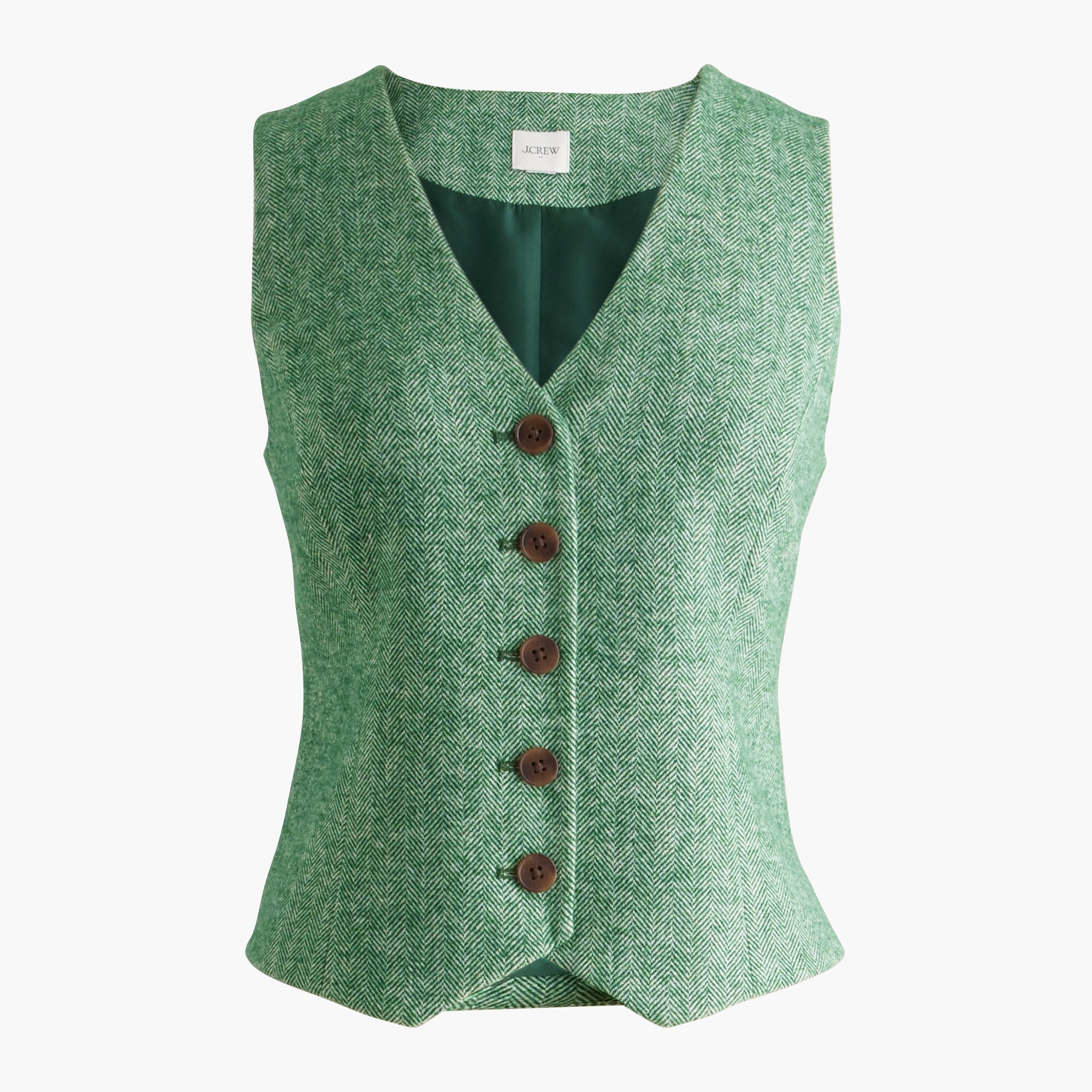 herringbone button-front vest for women