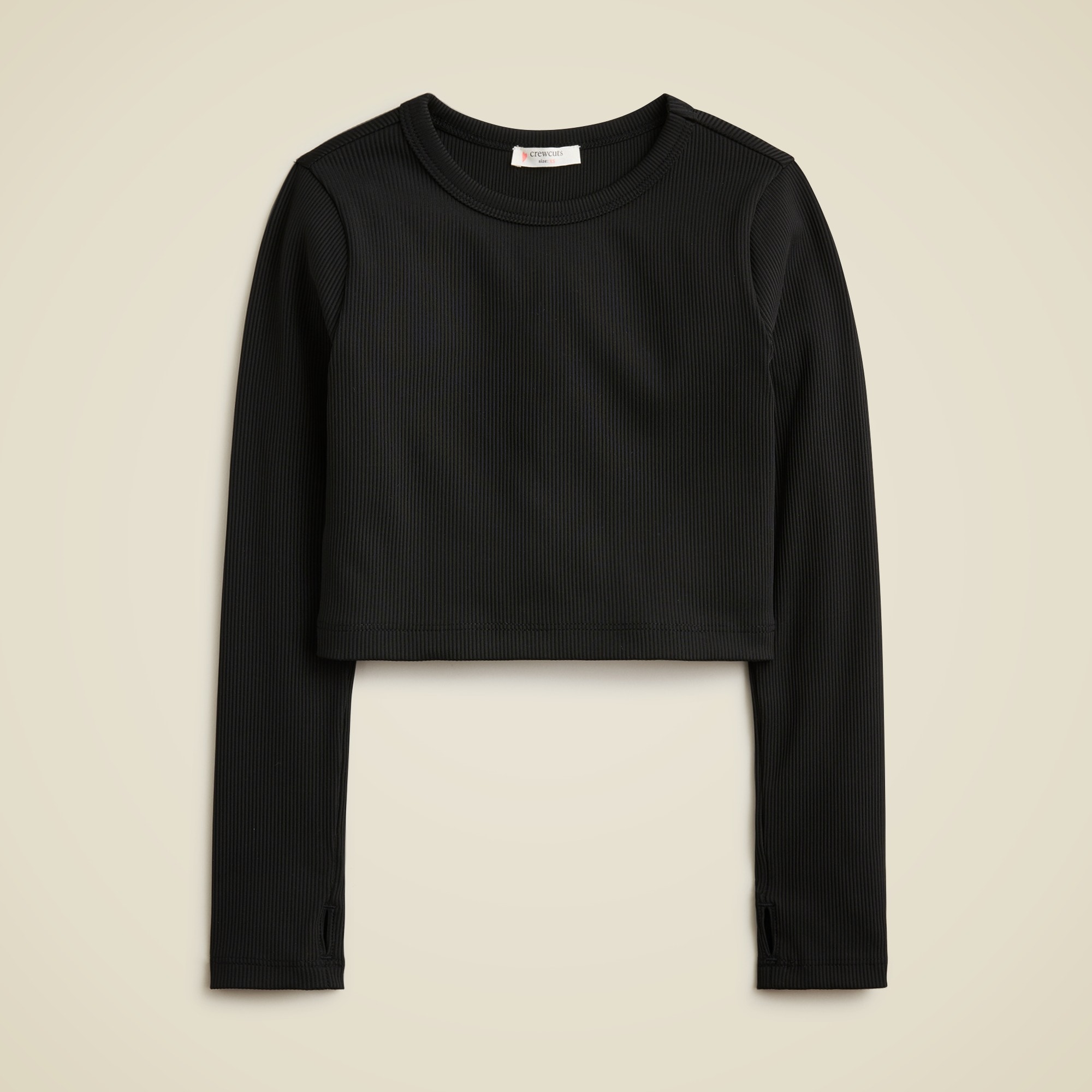  Girls' active long-sleeve cropped top in stretchy rib