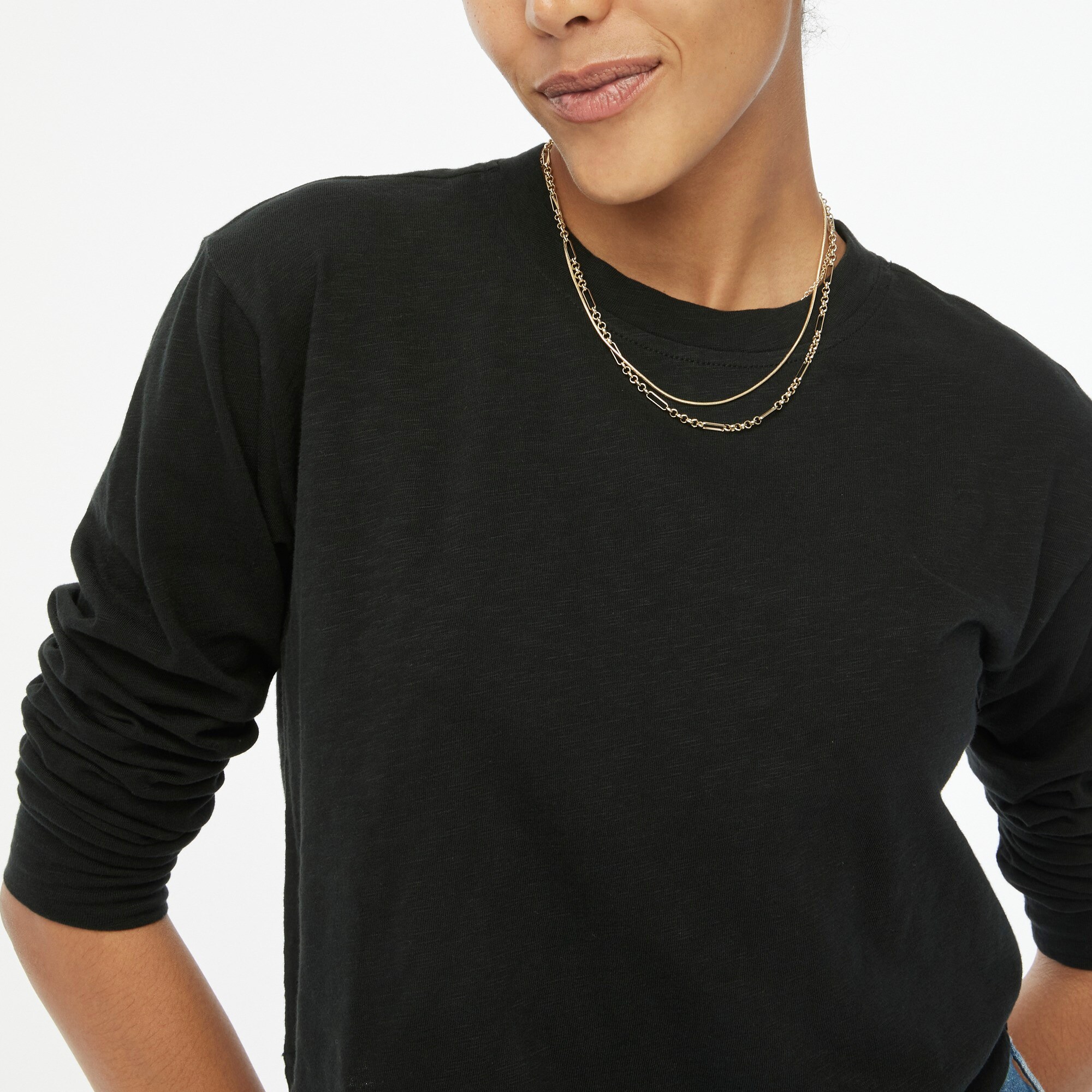 Long-sleeve cropped crewneck tee