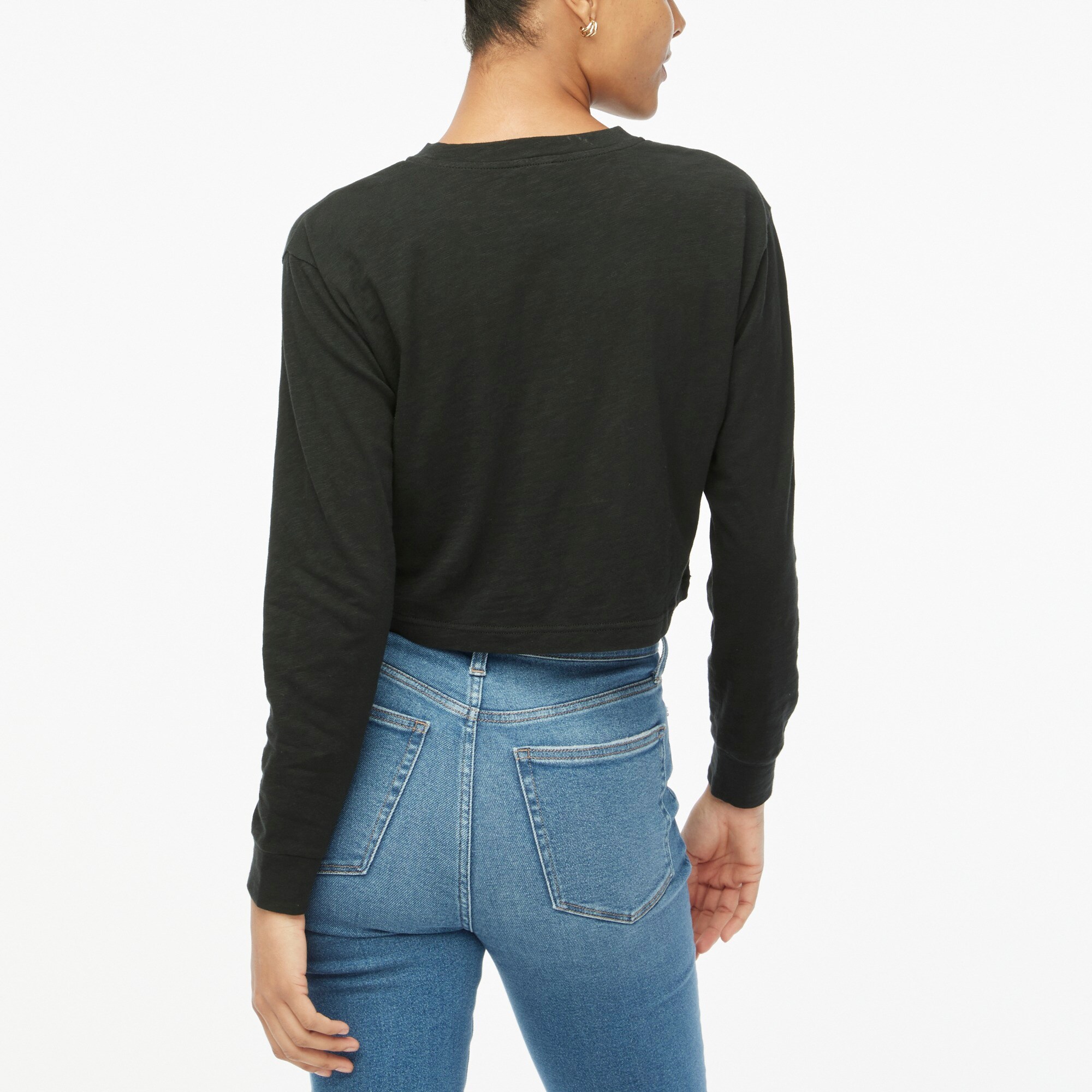 Long-sleeve cropped crewneck tee
