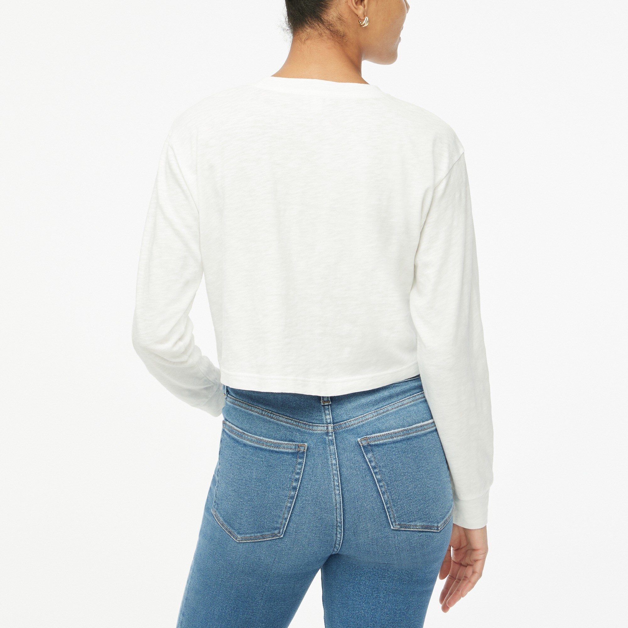 Long-sleeve cropped crewneck tee