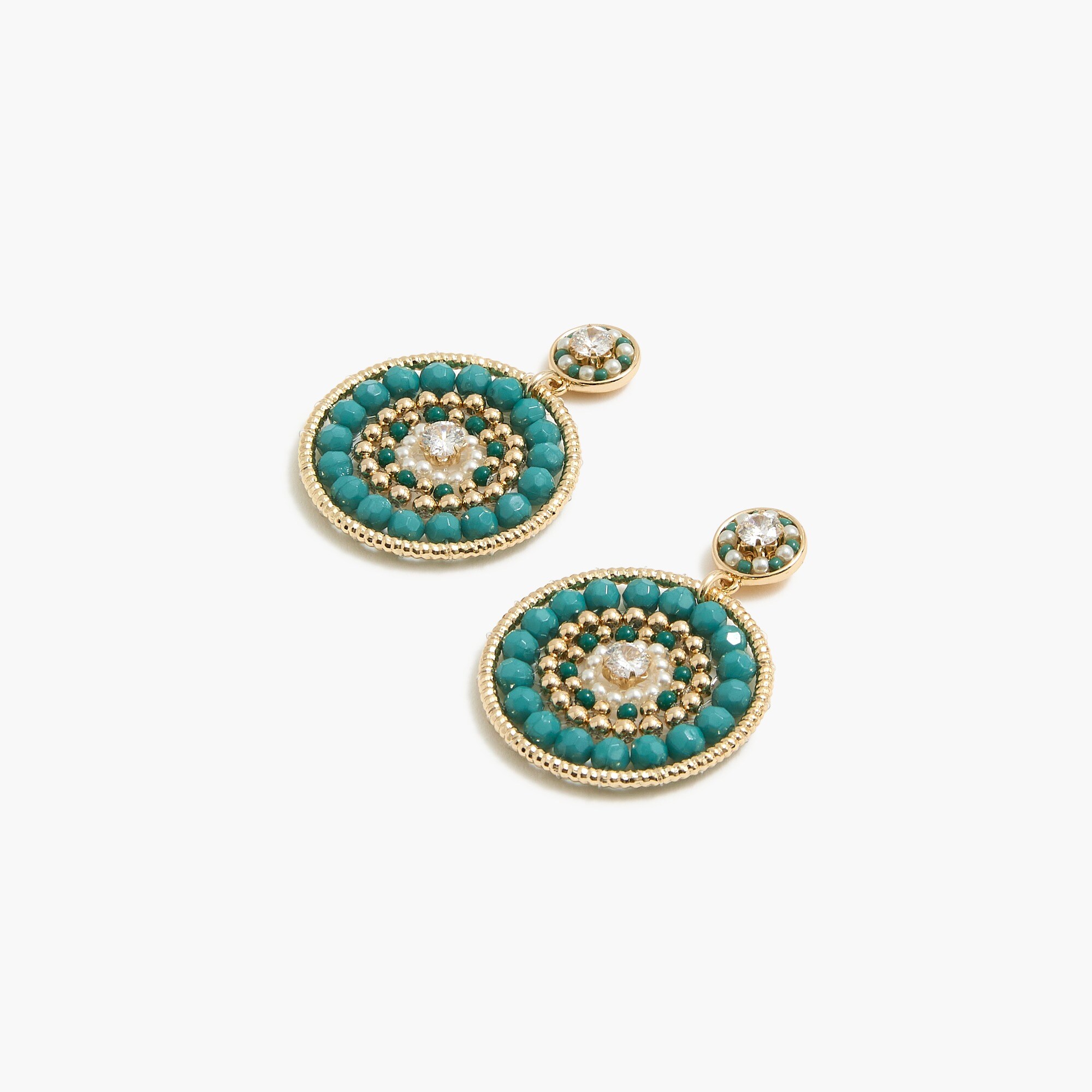 Beaded circle statement earrings