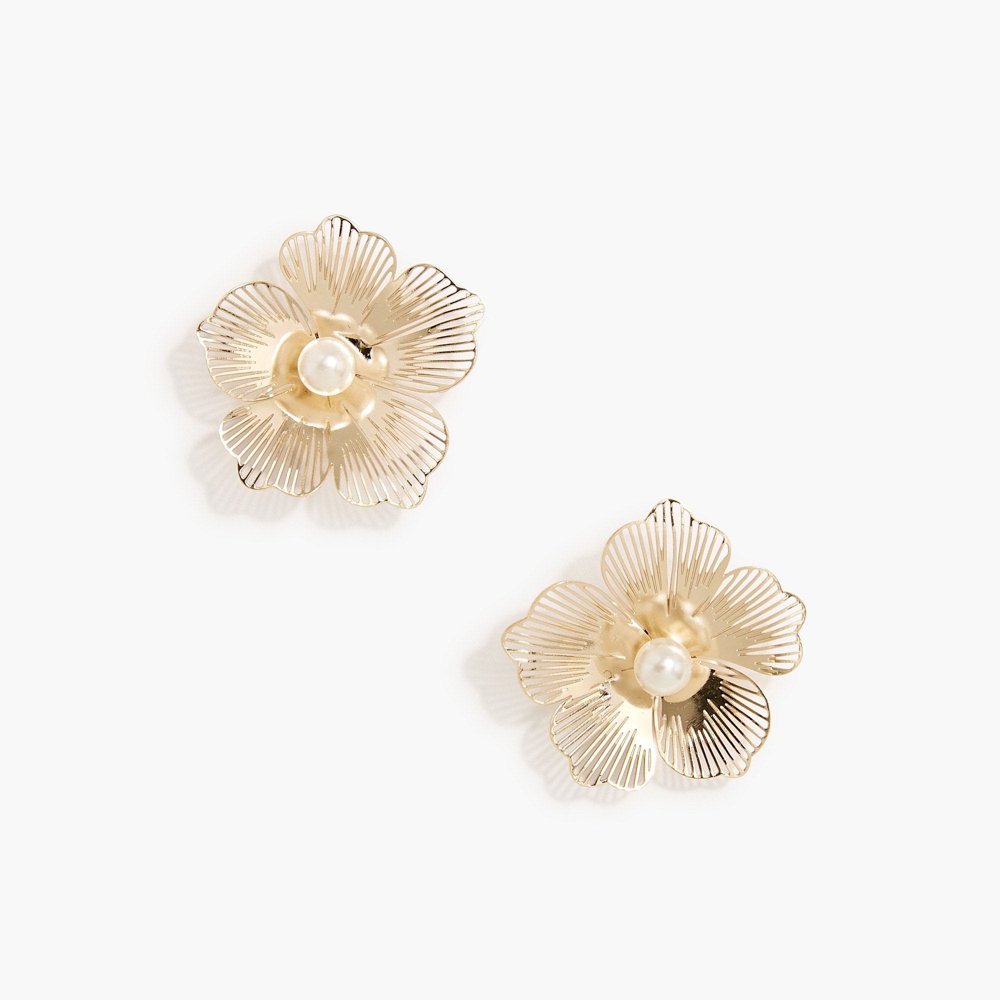 Gold floral statement earrings
