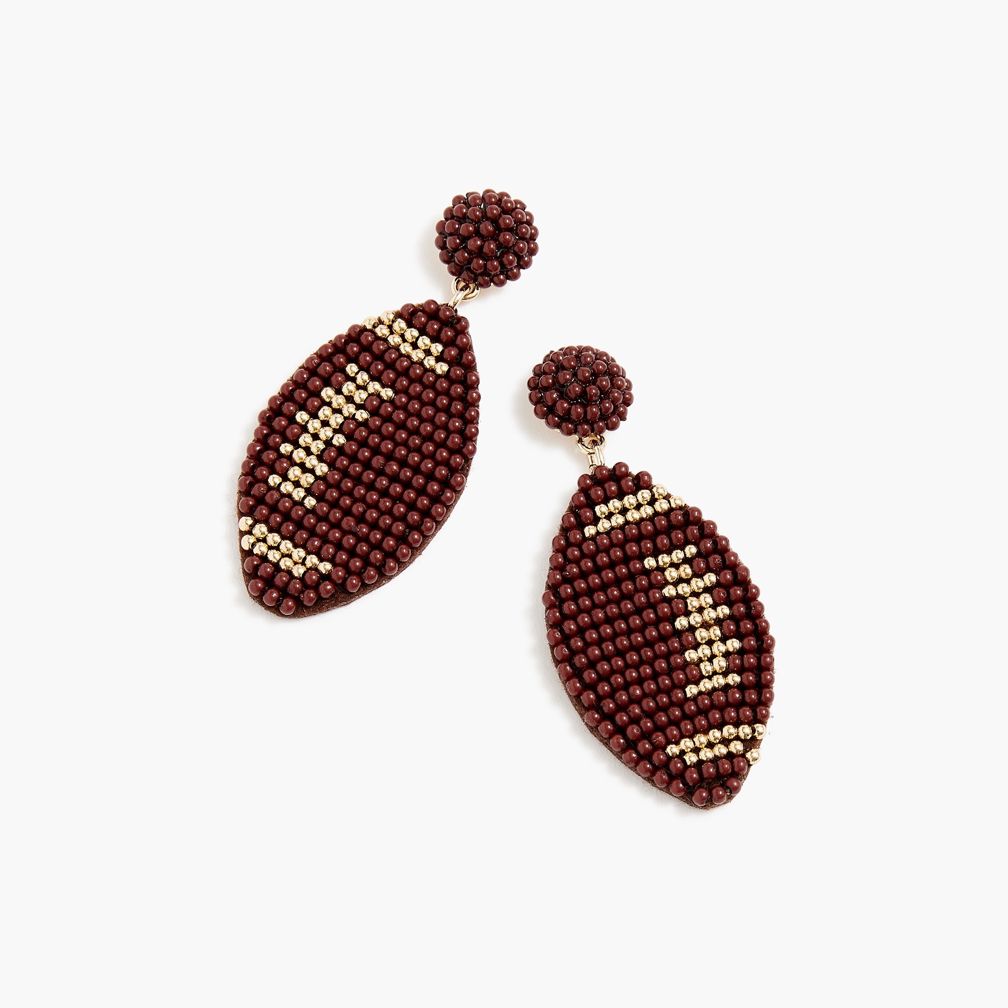 Beaded football statement earrings
