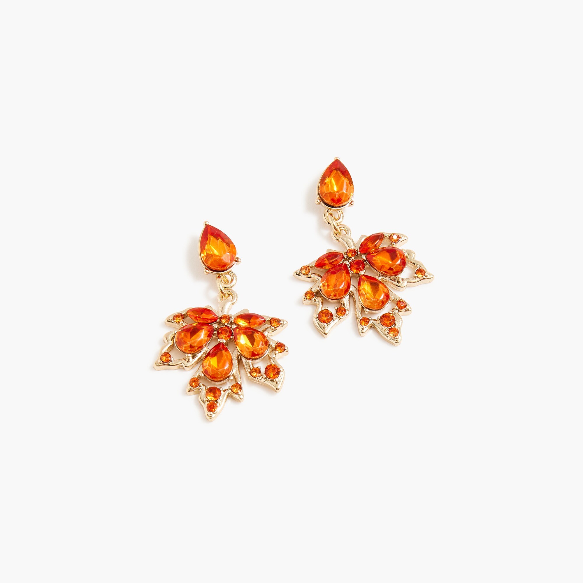 crystal leaf statement earrings for women