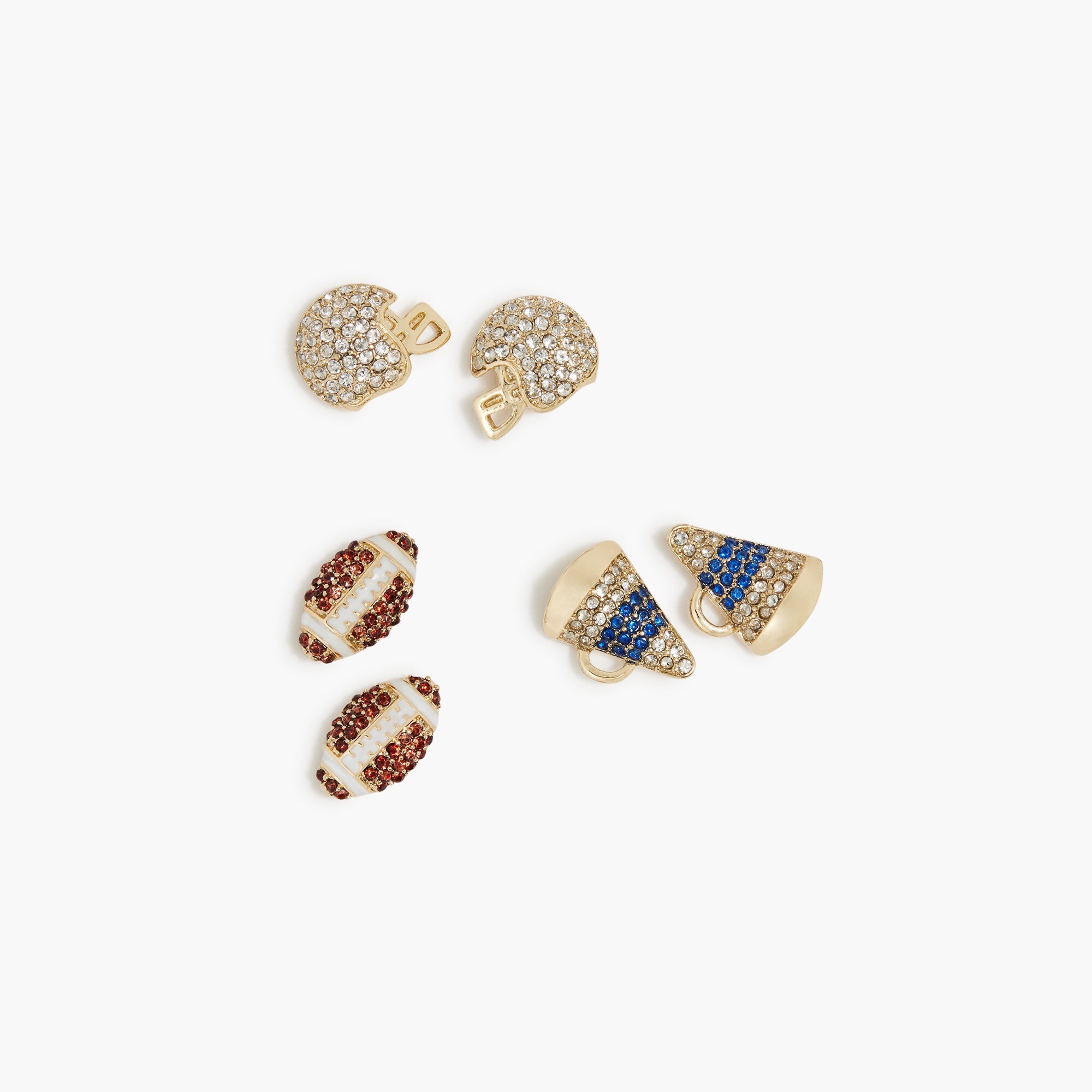 football game day stud earrings set-of-three for women