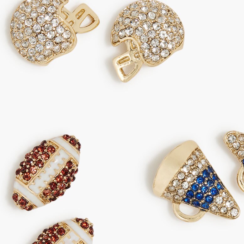 Football game day stud earrings set-of-three CRYSTAL MULTI factory: football game day stud earrings set-of-three for women