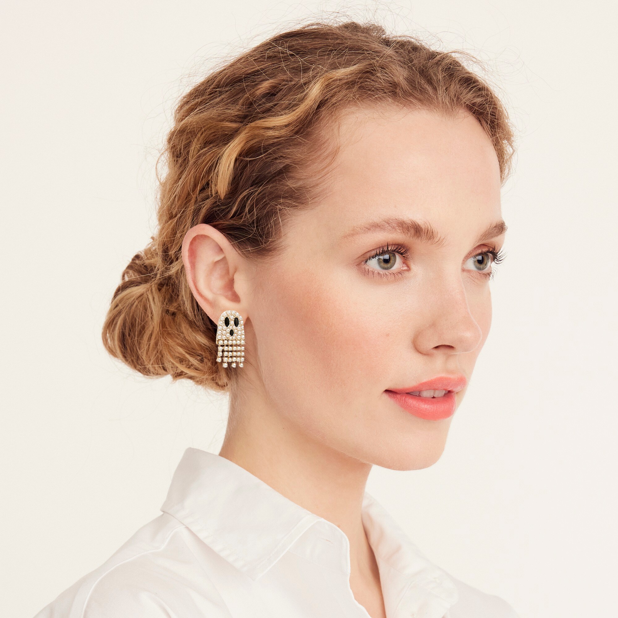 Pearl ghost stud earrings