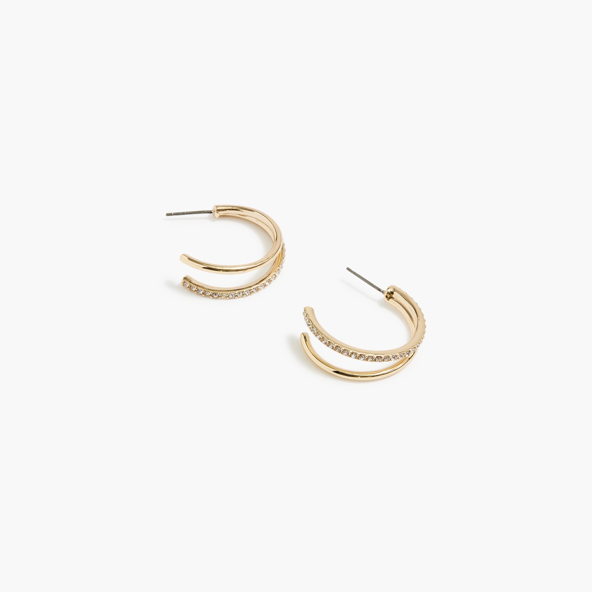 Crystal pavé double-hoop earrings
