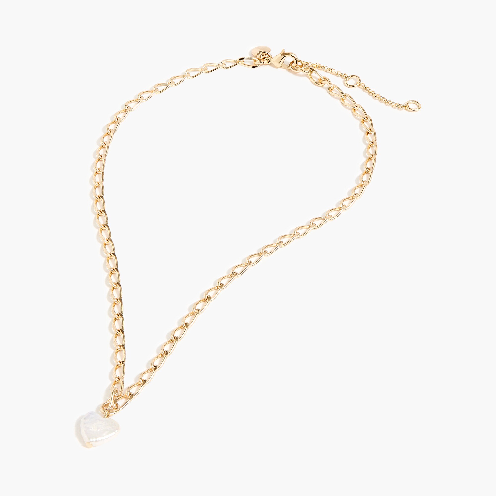 pearl heart pendant layering necklace for women
