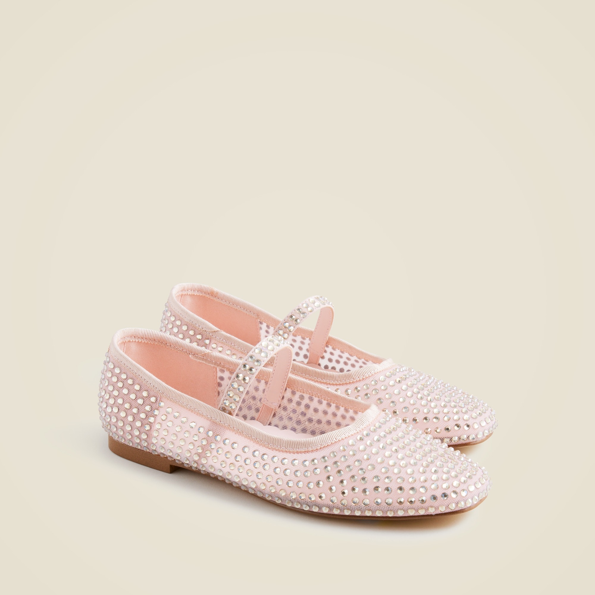 Girls crystal-embellished ballet flats in mesh