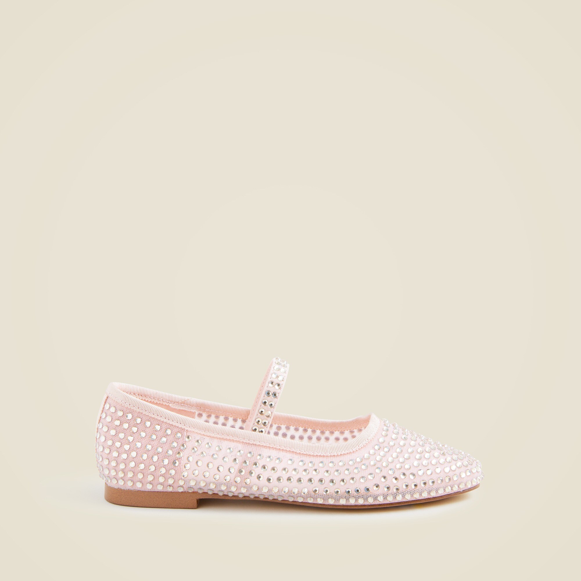 Girls crystal-embellished ballet flats in mesh