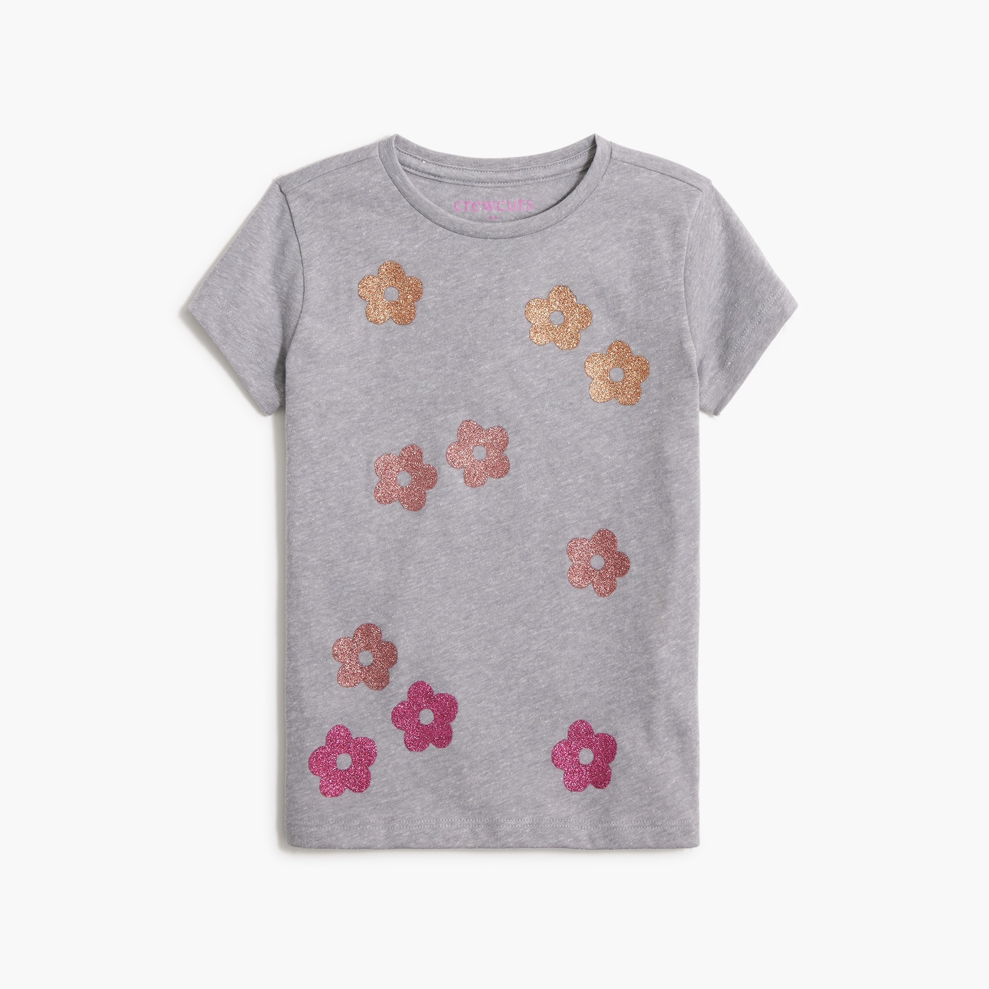 Girls' glitter flowers graphic tee