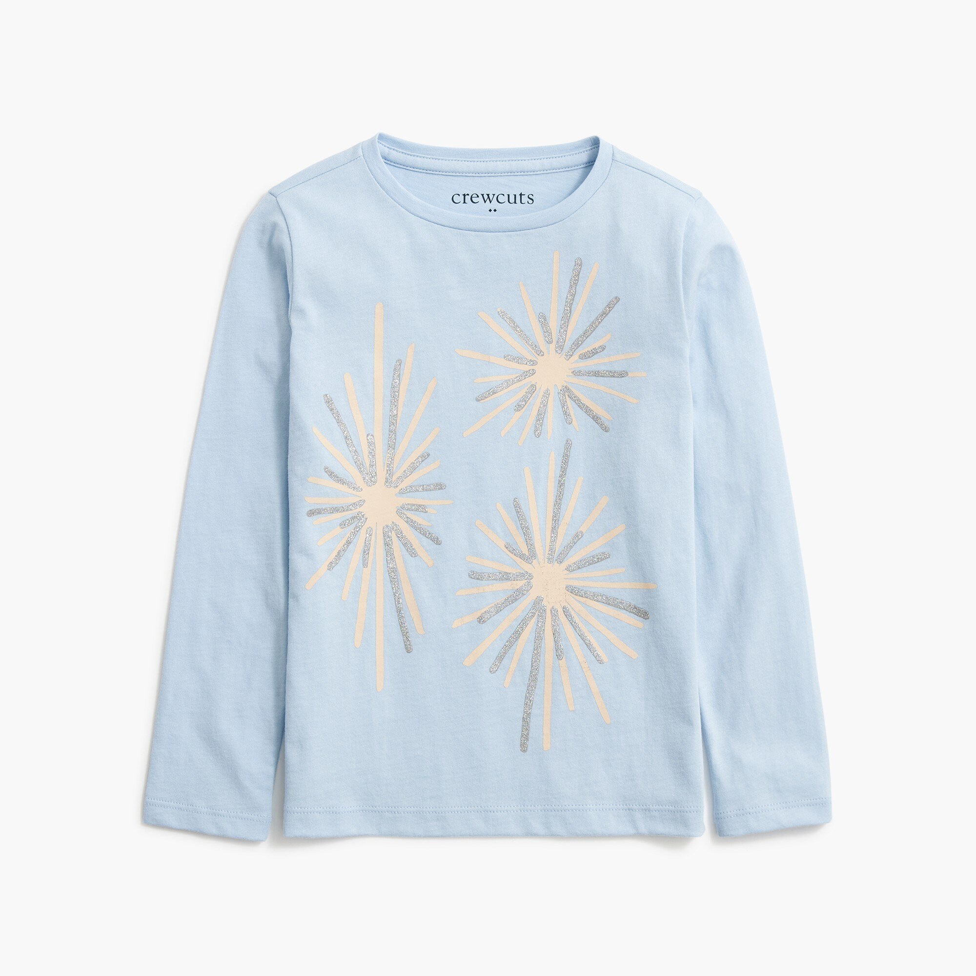 Girls' long-sleeve sparkly stars graphic tee