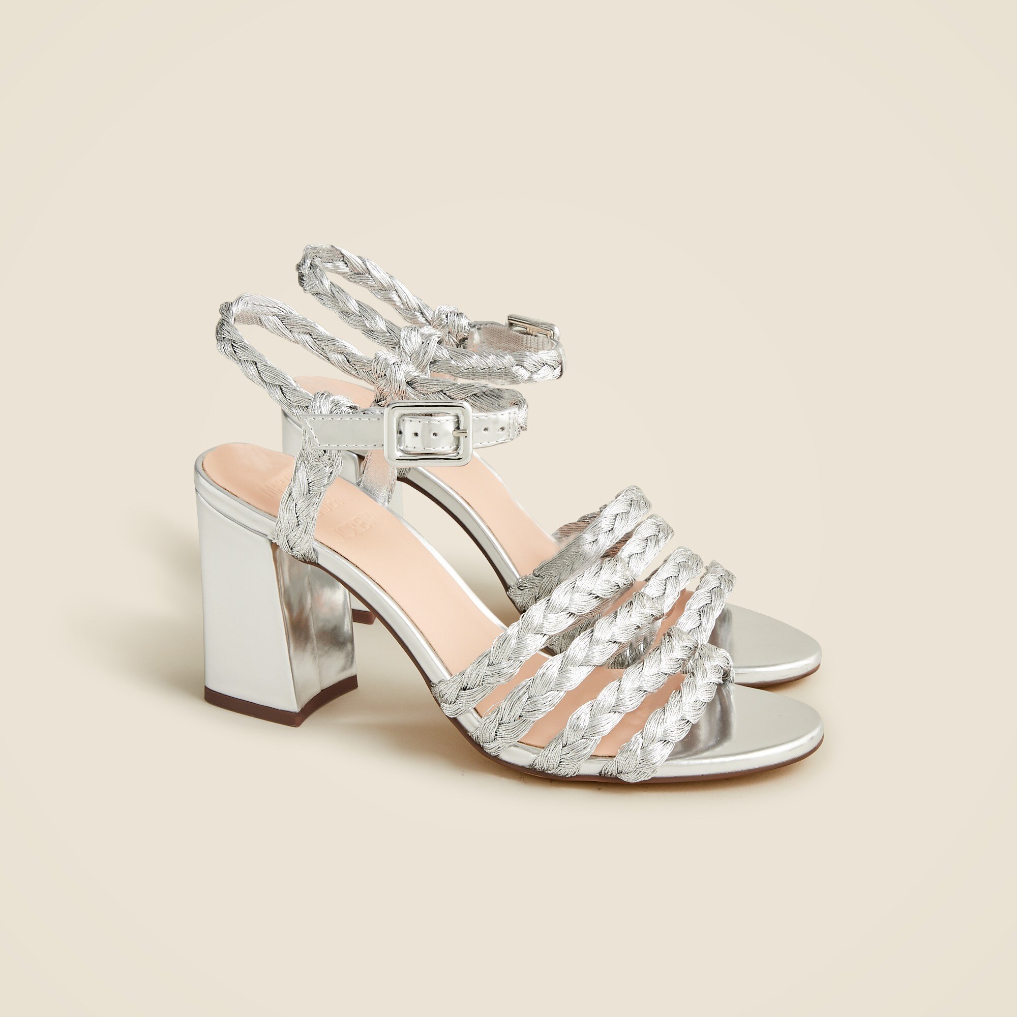 Maryam Nassir Zadeh X J.Crew braided block-heel sandals in metallic