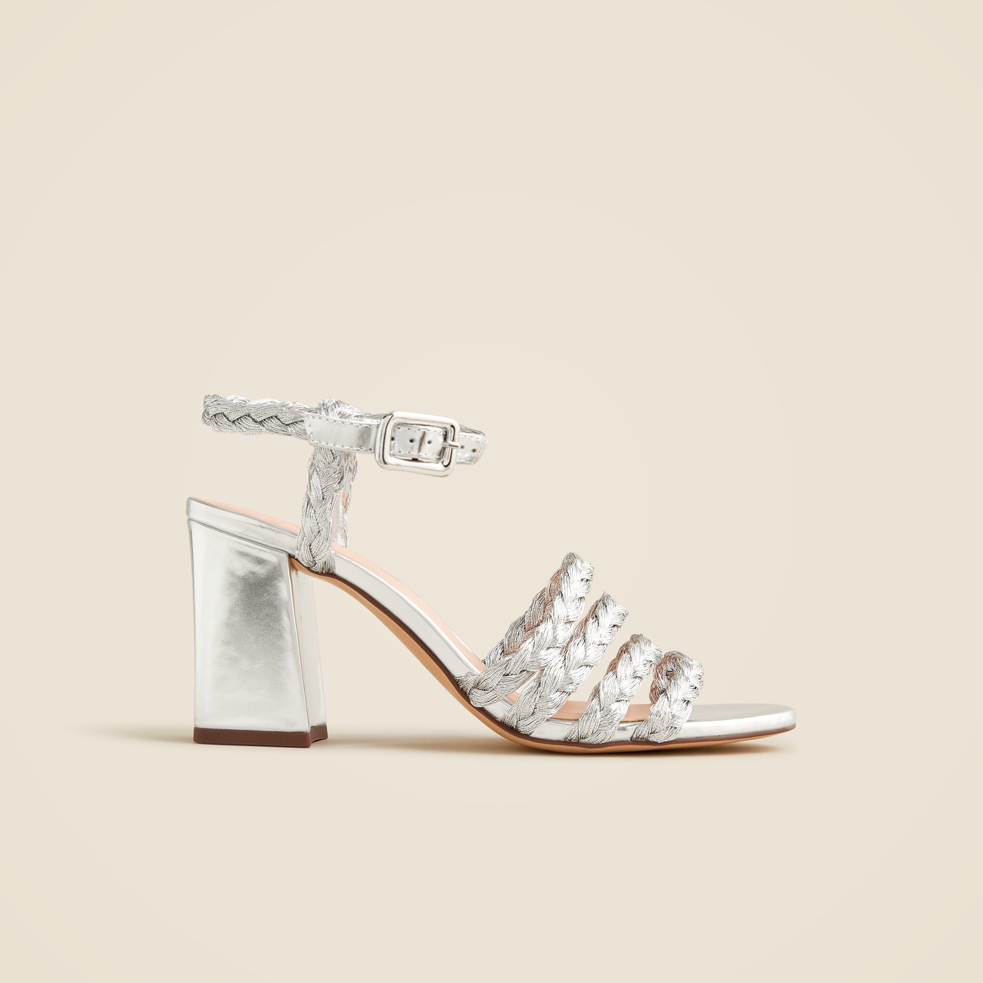 Maryam Nassir Zadeh X J.Crew braided block-heel sandals in metallic