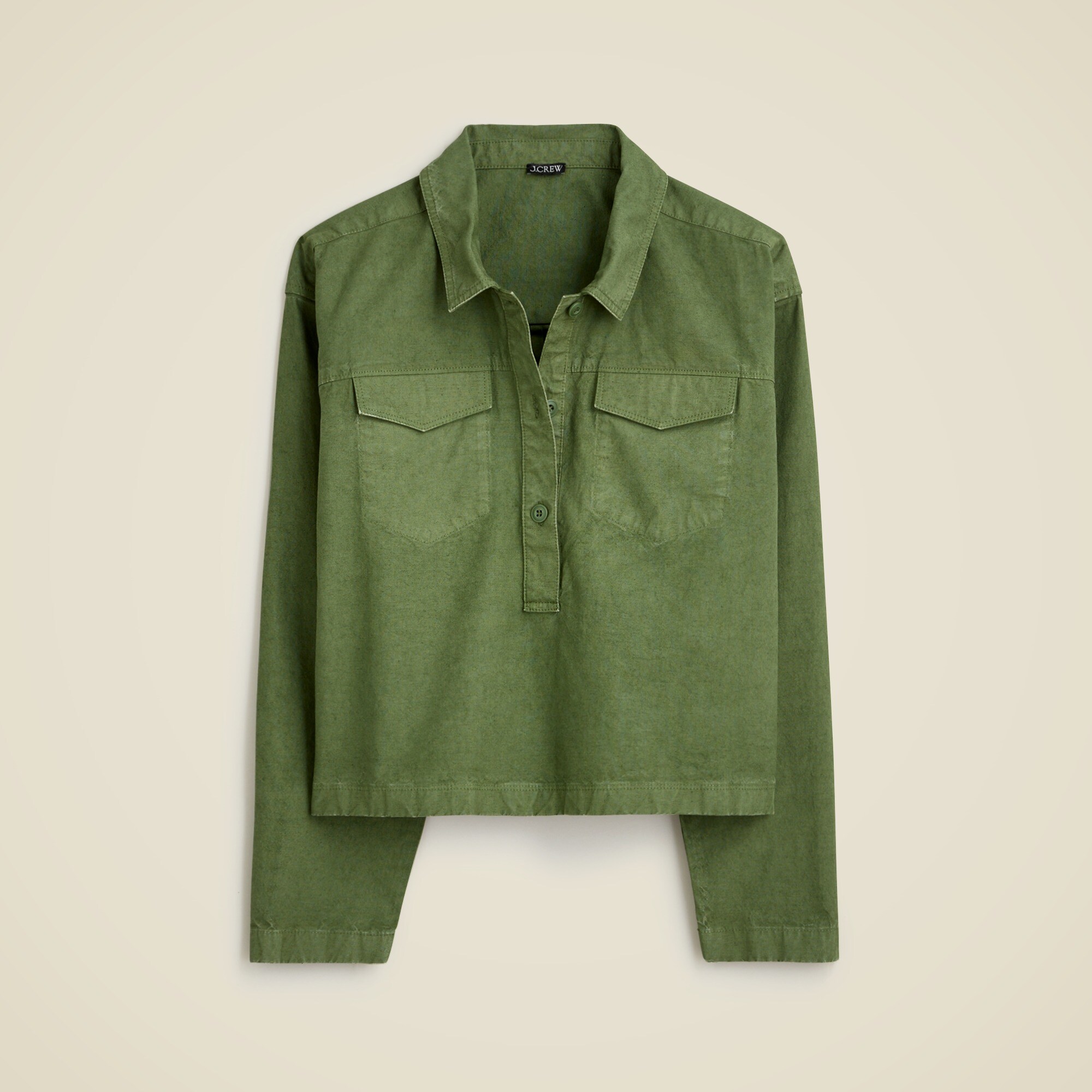 Popover shirt in cotton-linen blend