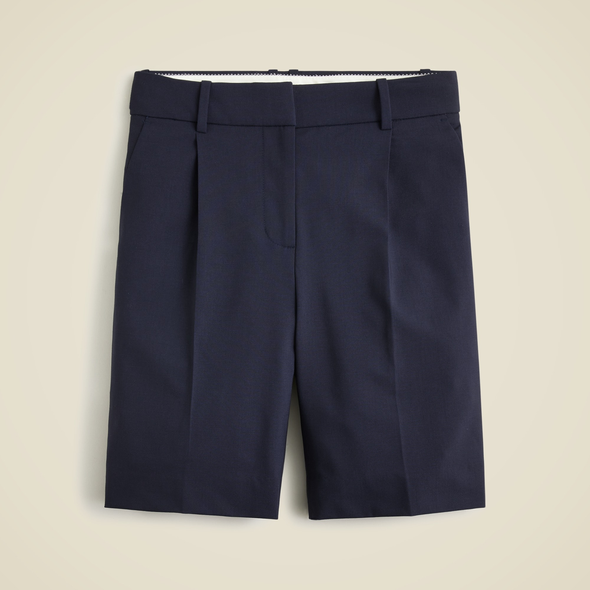 High-rise trouser short in bi-stretch wool blend