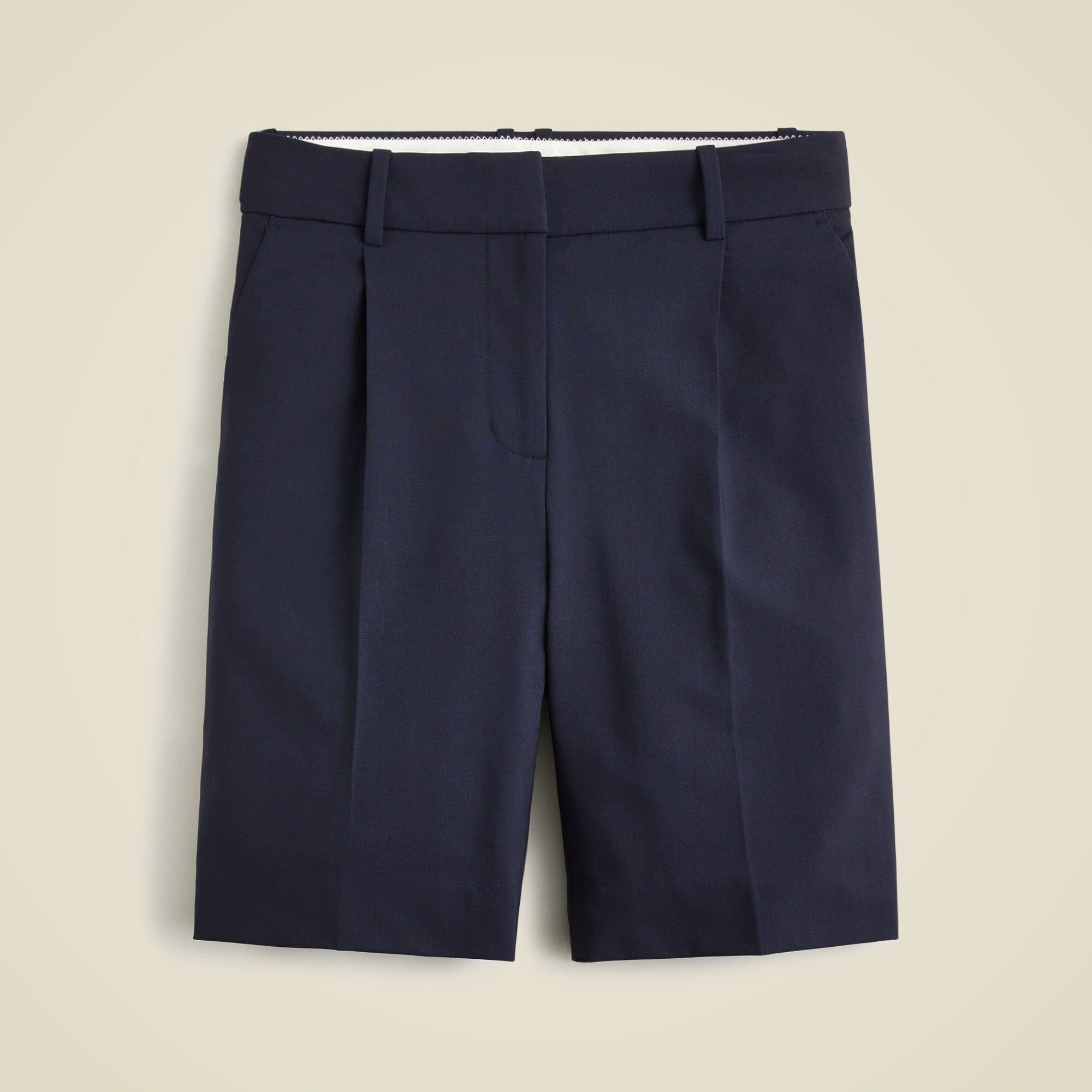 High-rise trouser short in bi-stretch wool blend