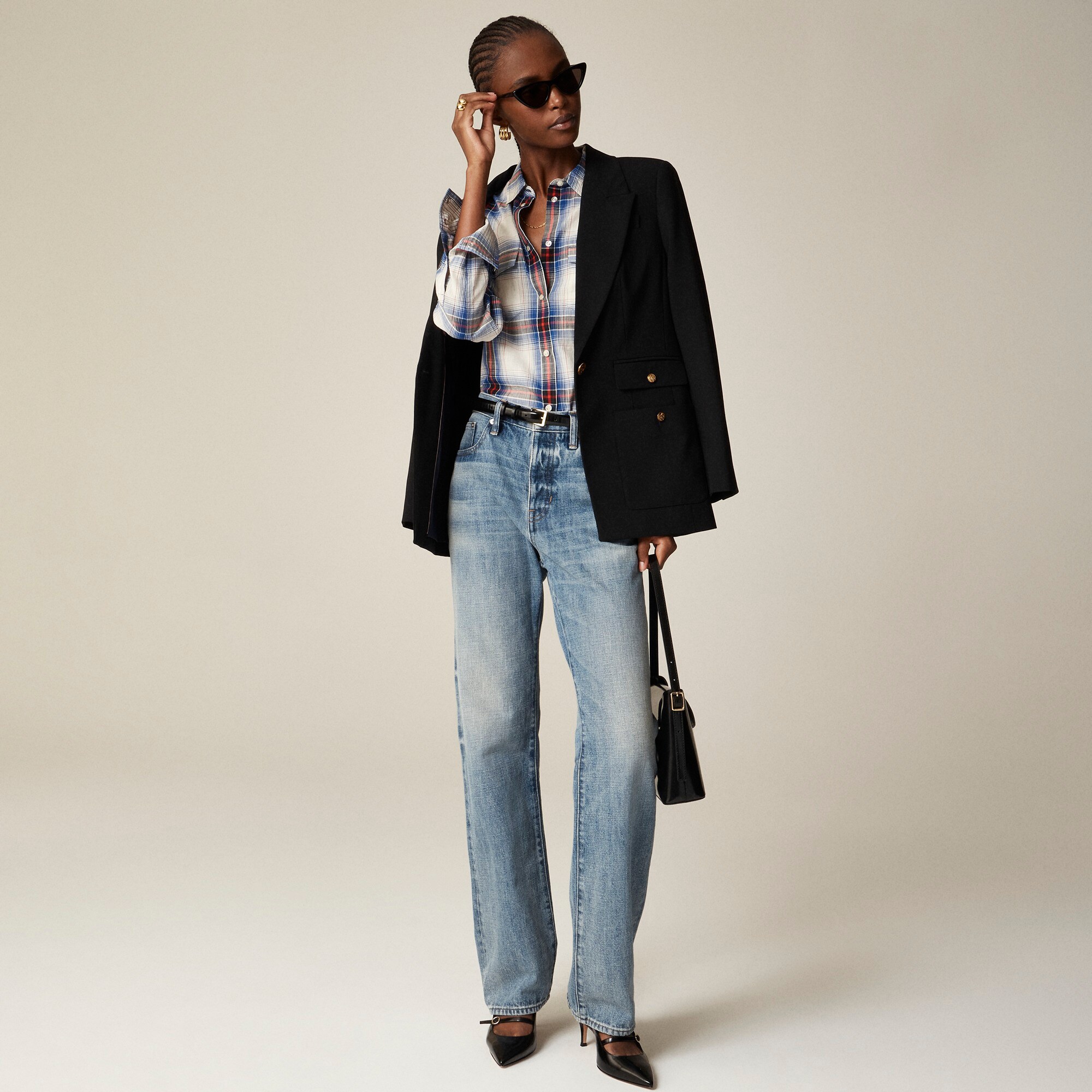 Western shirt in plaid cotton voile