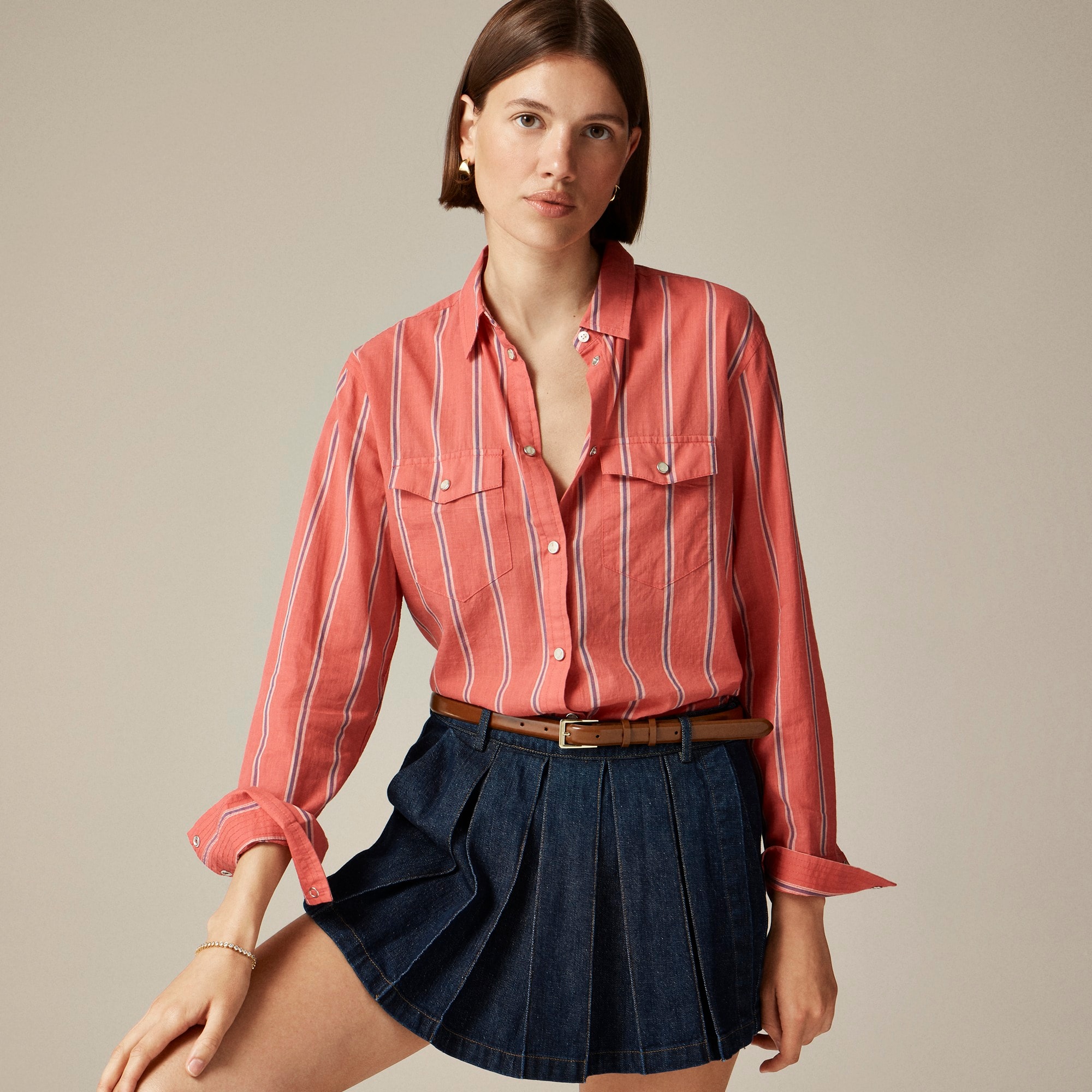  Western shirt in Barfield striped cotton voile
