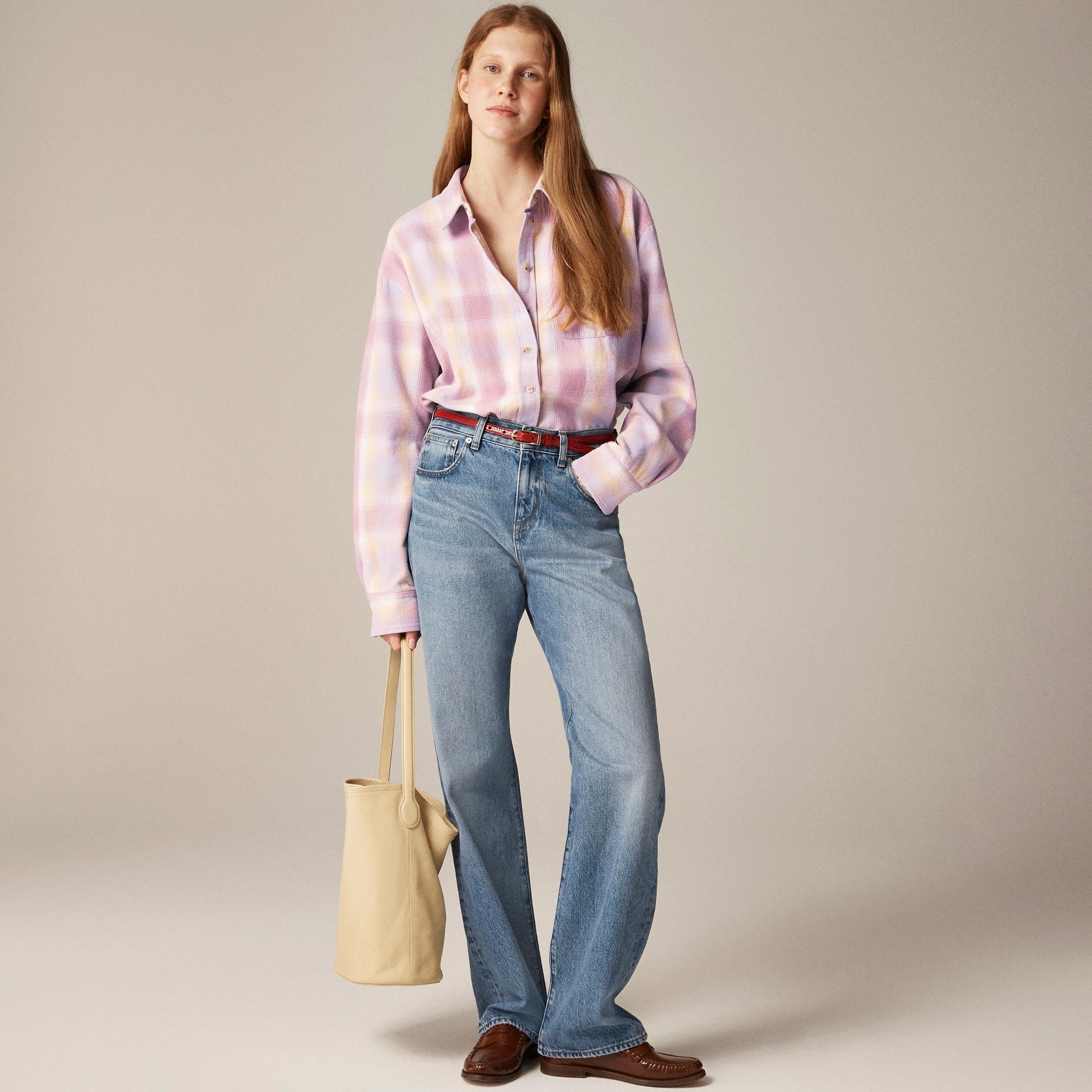 j.crew: relaxed button-up shirt in plaid for women