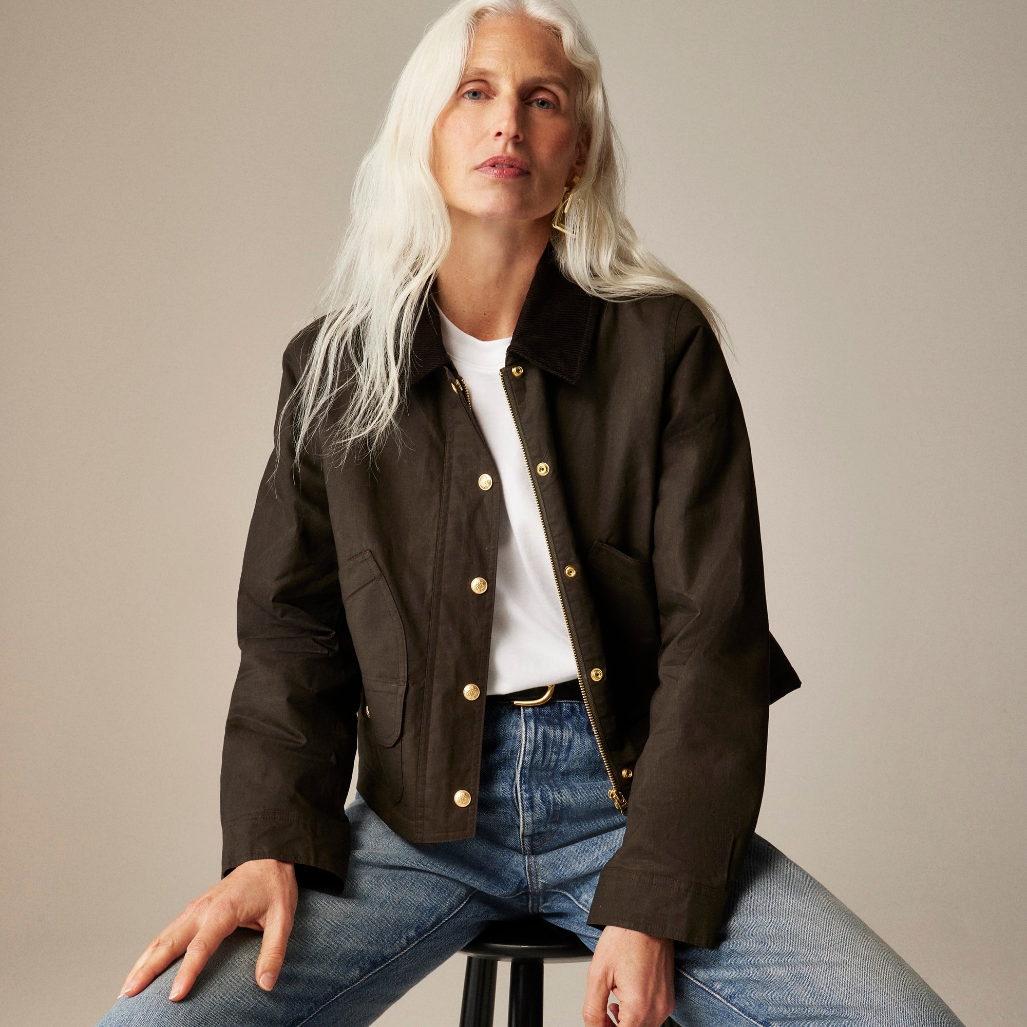 j.crew: short barn jacket&trade; in english ripstop cotton for women
