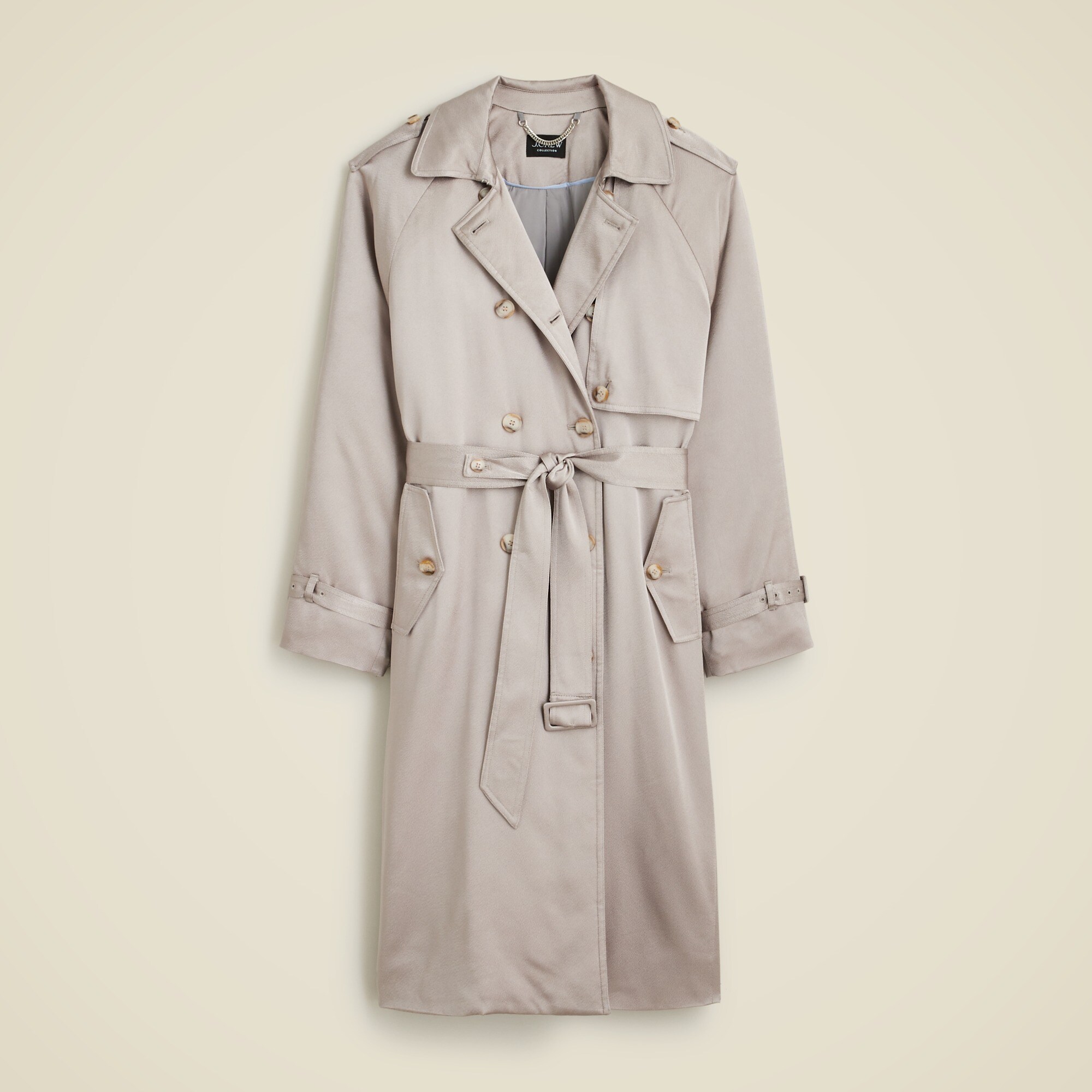 Relaxed trench coat in satin crepe