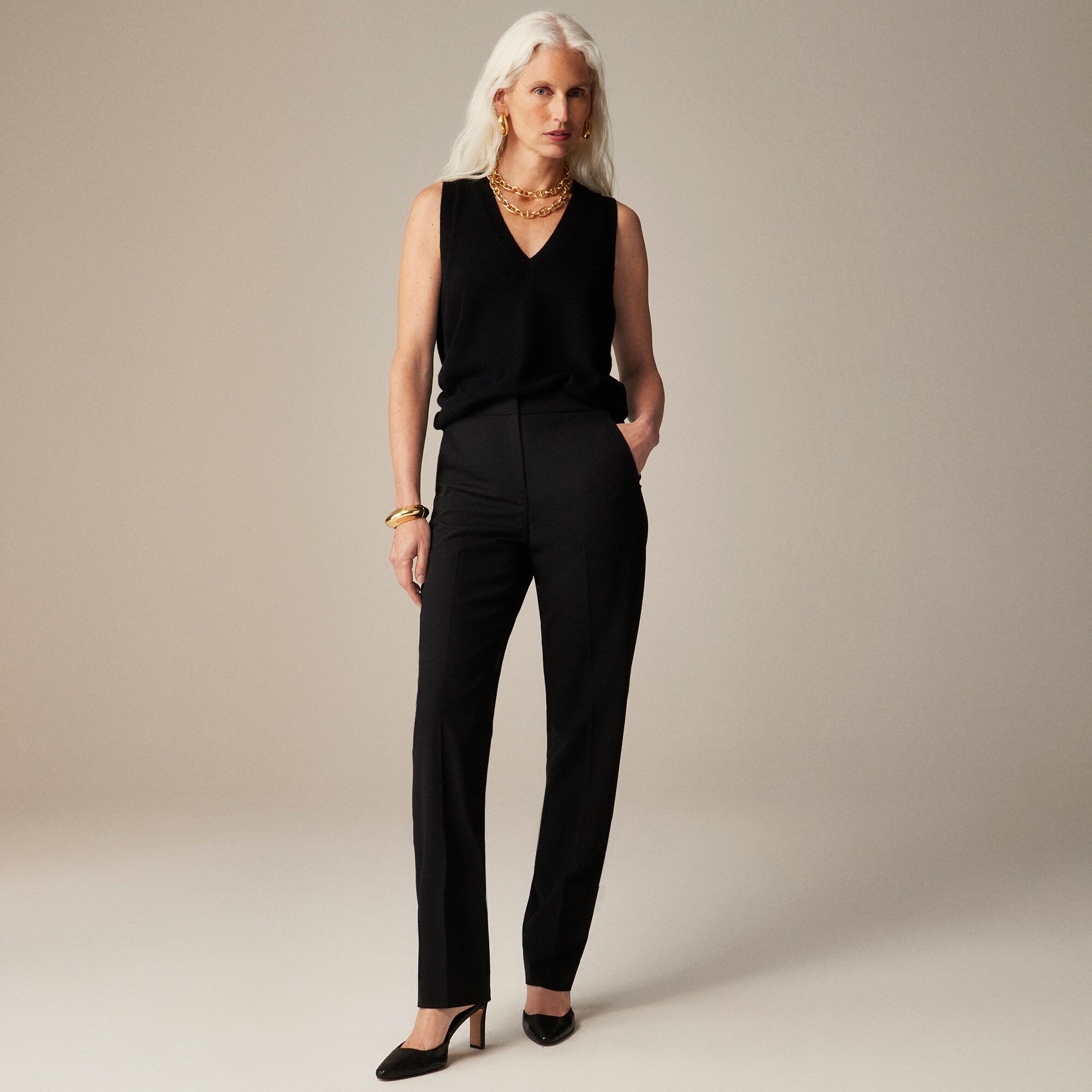 Full-length Kate pant in Italian bi-stretch wool blend