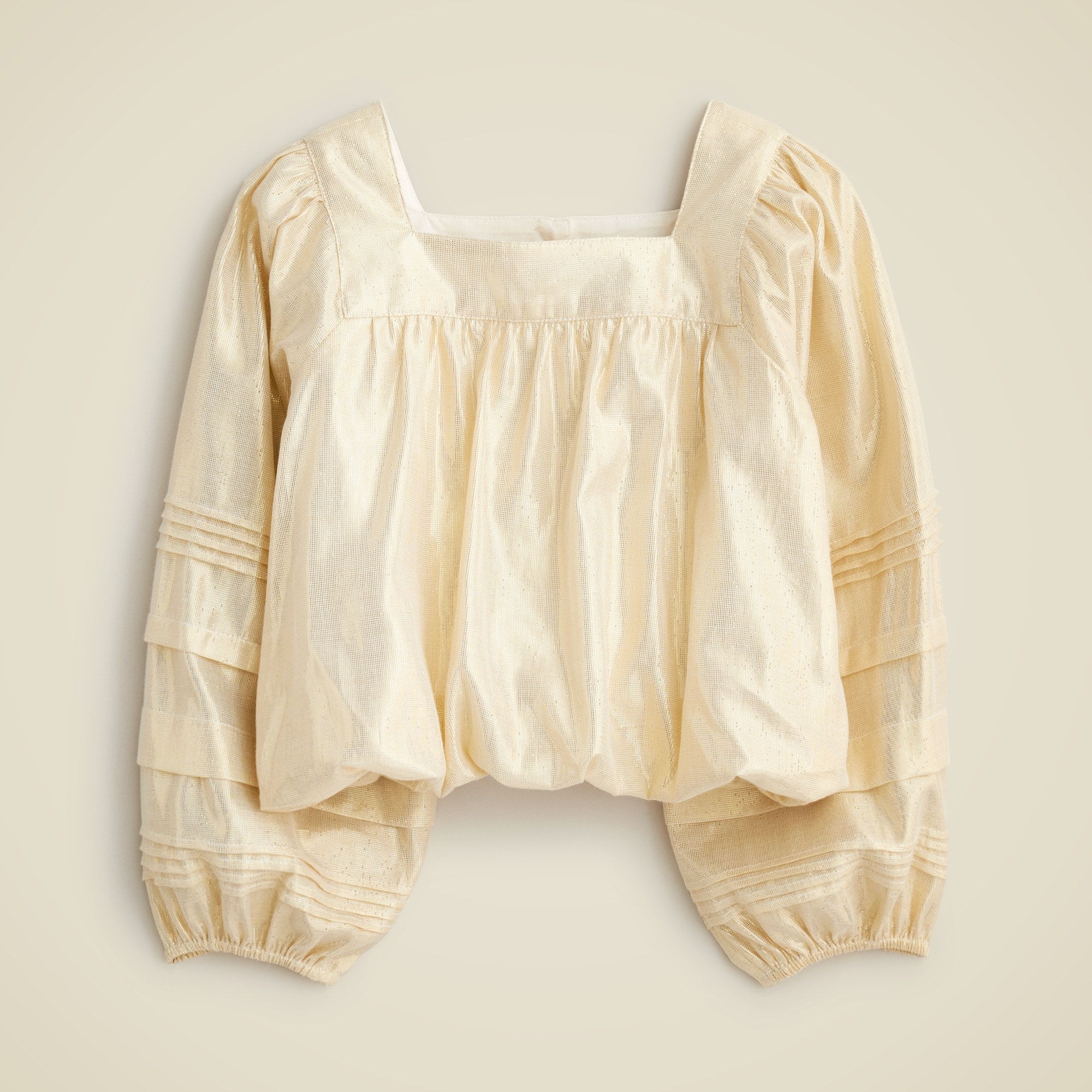  Girls' bubble-hem top in gold lam&eacute;