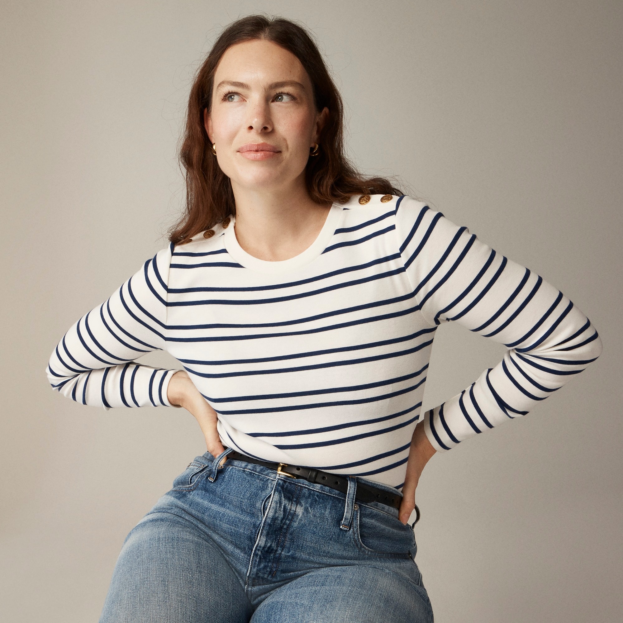 J.Crew: Perfect-fit Long-sleeve Crewneck T-shirt With Lion