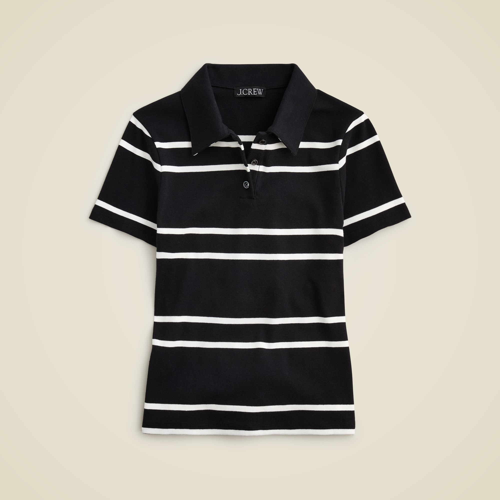 J.Crew: Perfect-fit Shrunken Polo Shirt In Stripe For Women