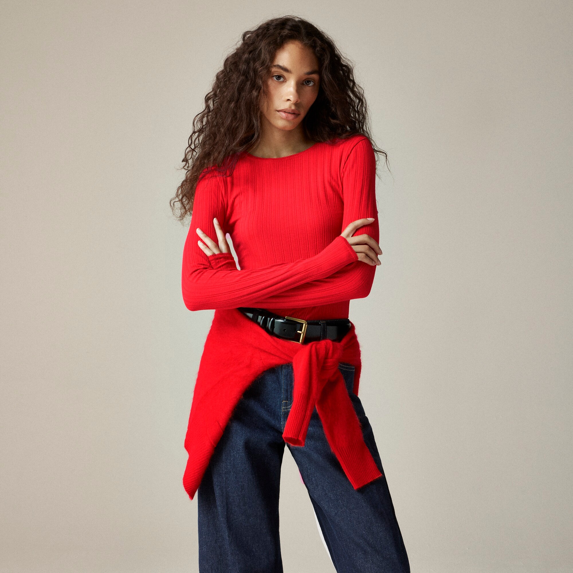 Pointelle long-sleeve T-shirt