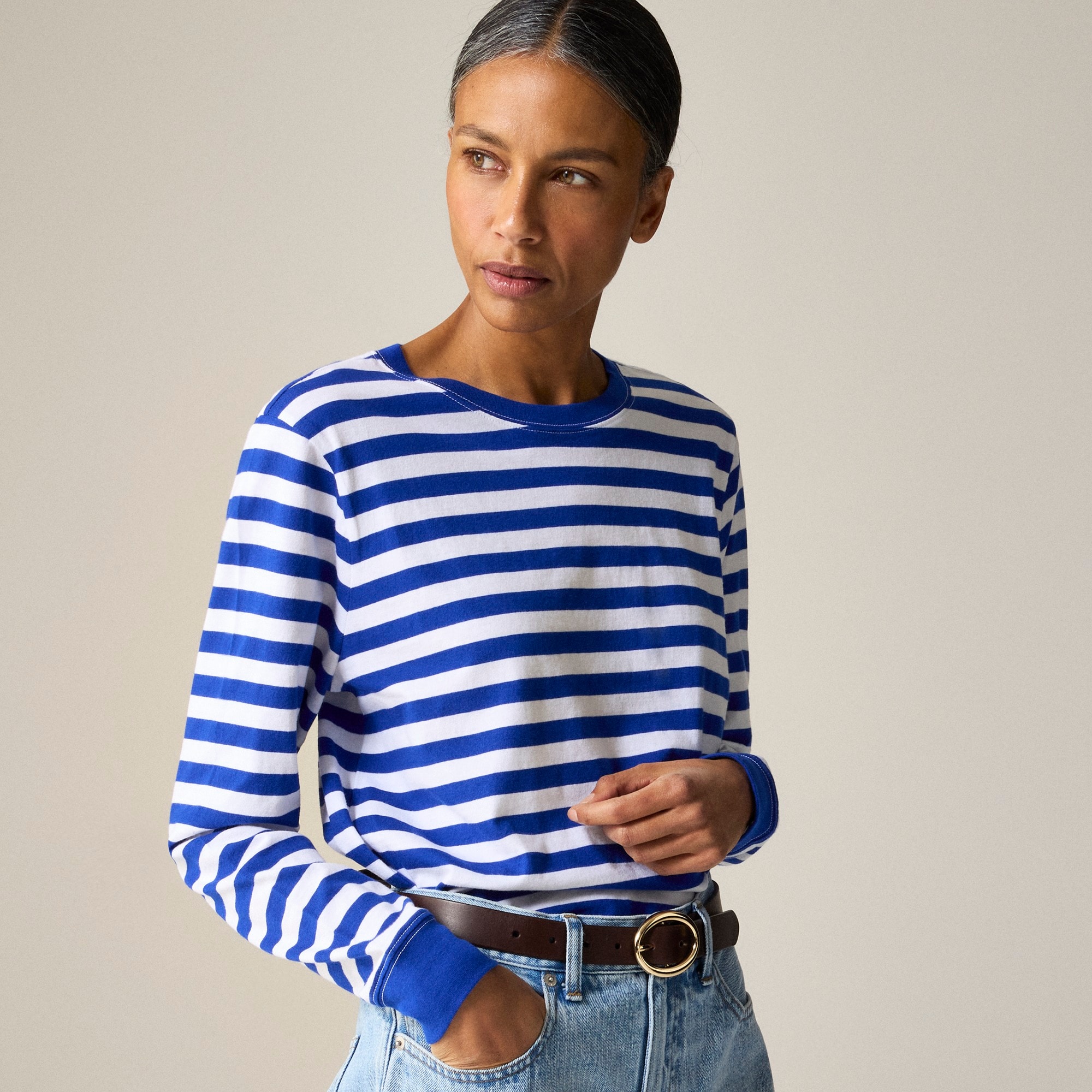 womens Vintage jersey long-sleeve T-shirt in stripe
