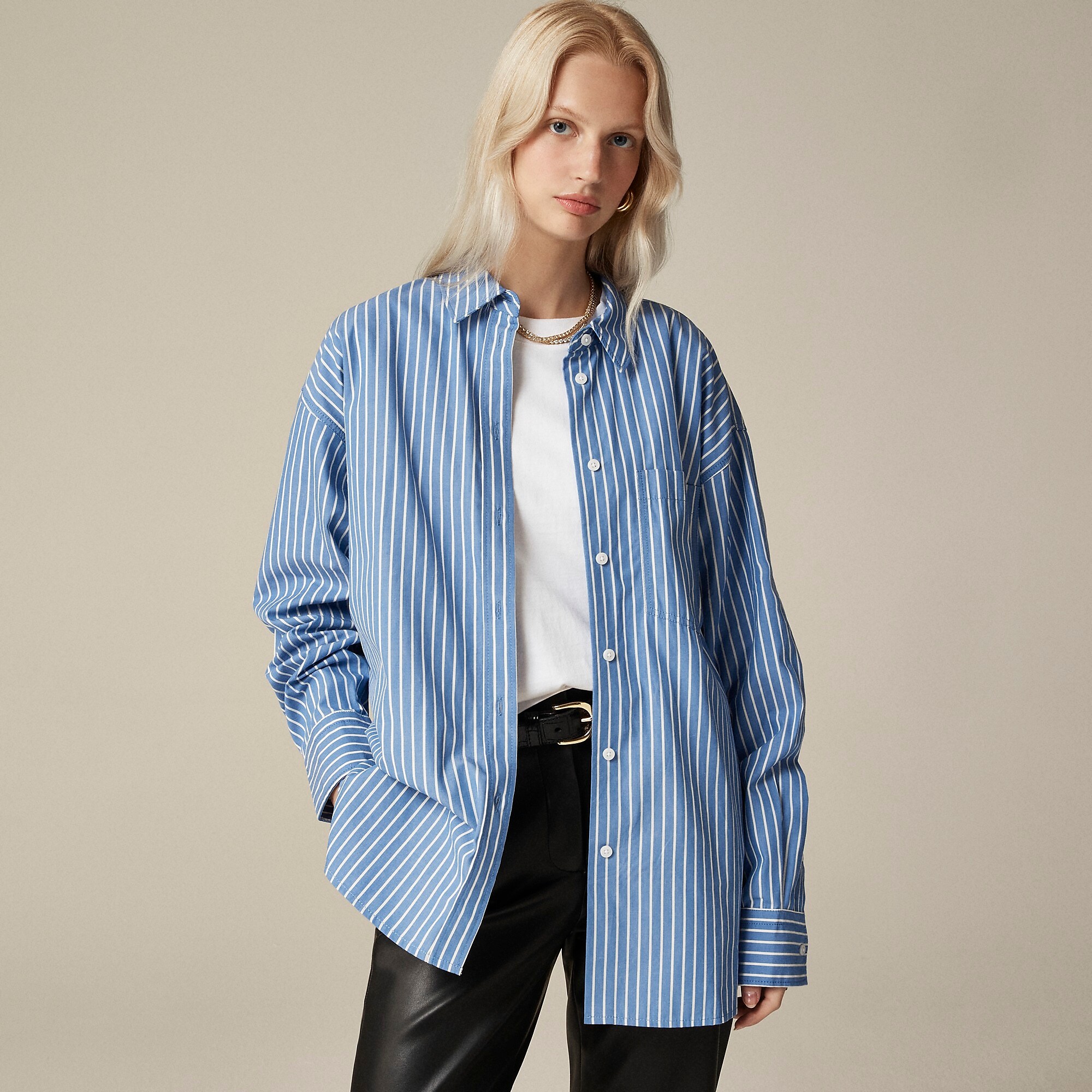 Étienne oversized shirt in striped cotton poplin