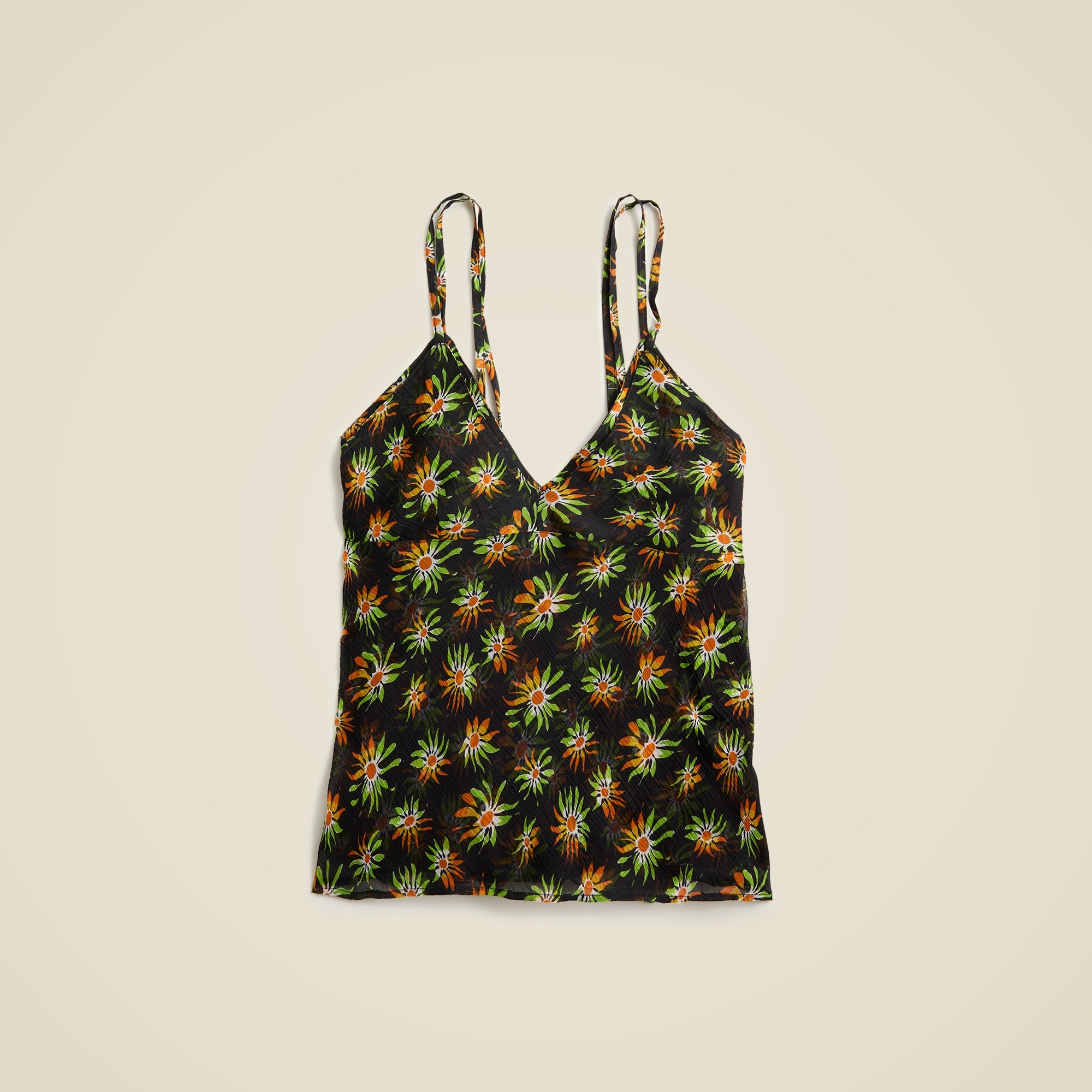 Crinkle chiffon camisole top in sunburst floral