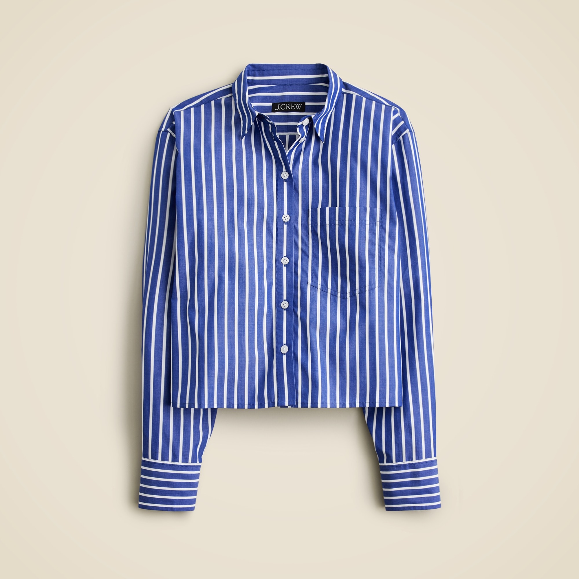 Cropped button-up shirt in stripe