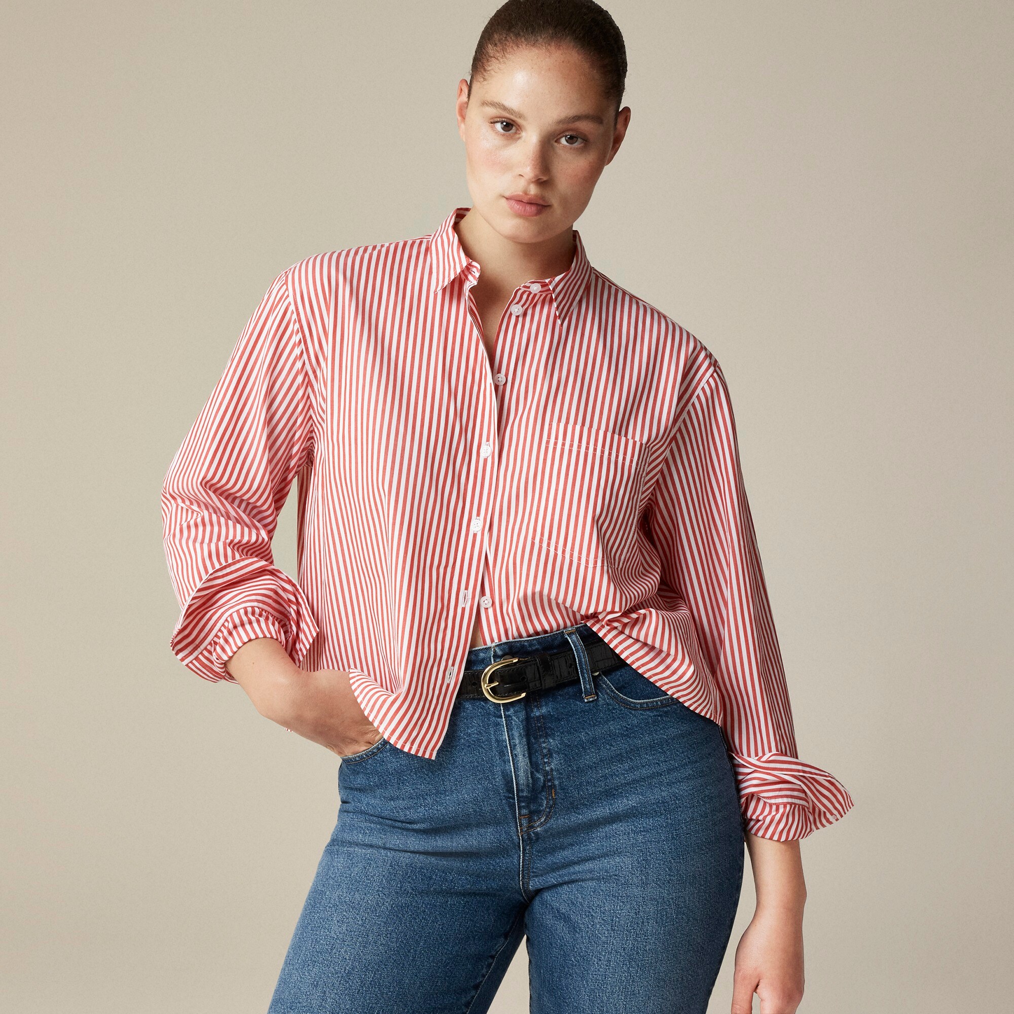 womens Cropped button-up shirt in Bartram stripe