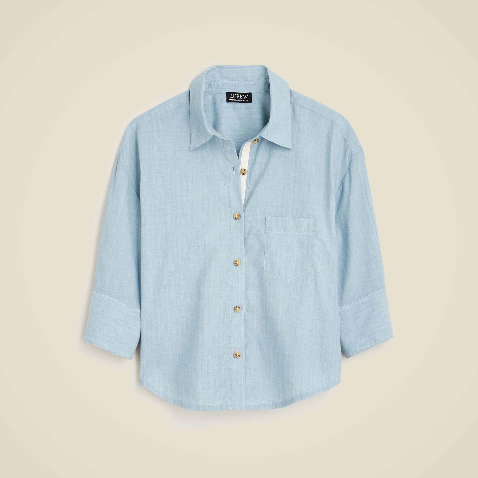 J.Crew: Cropped Button-up Shirt In Washed Voile For Women