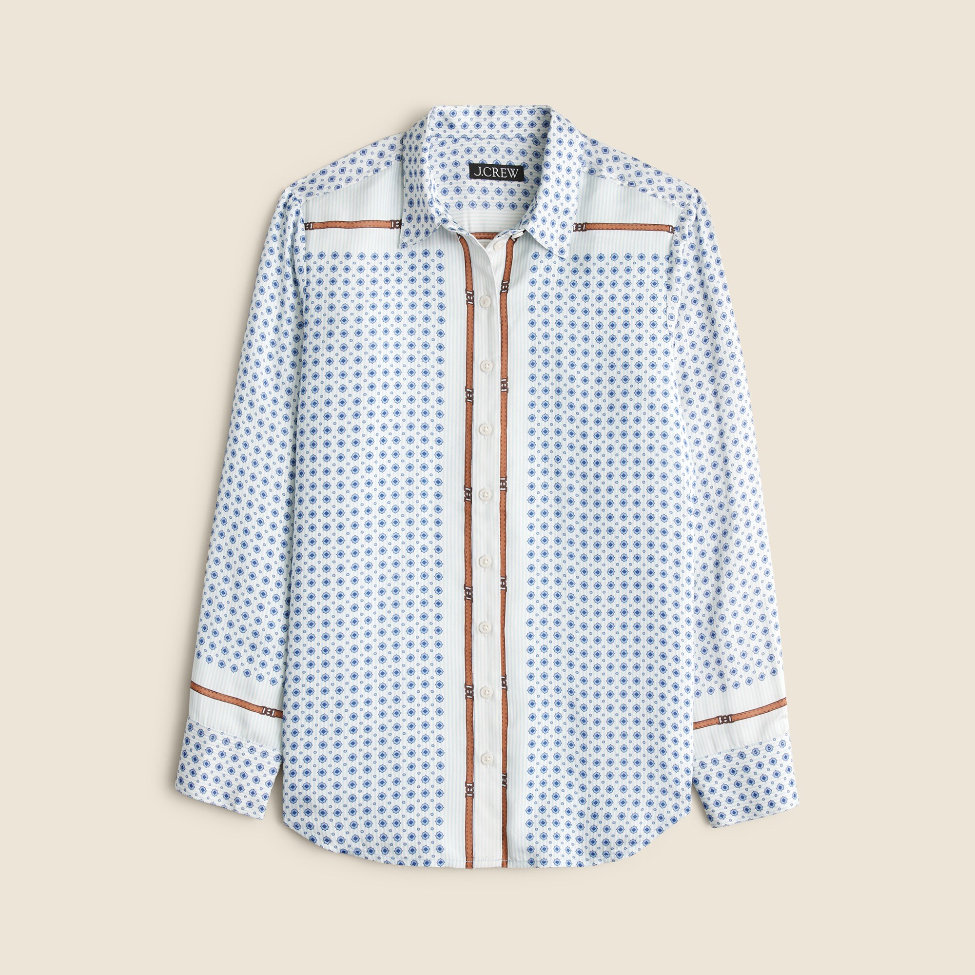 Drapey scarf-print shirt