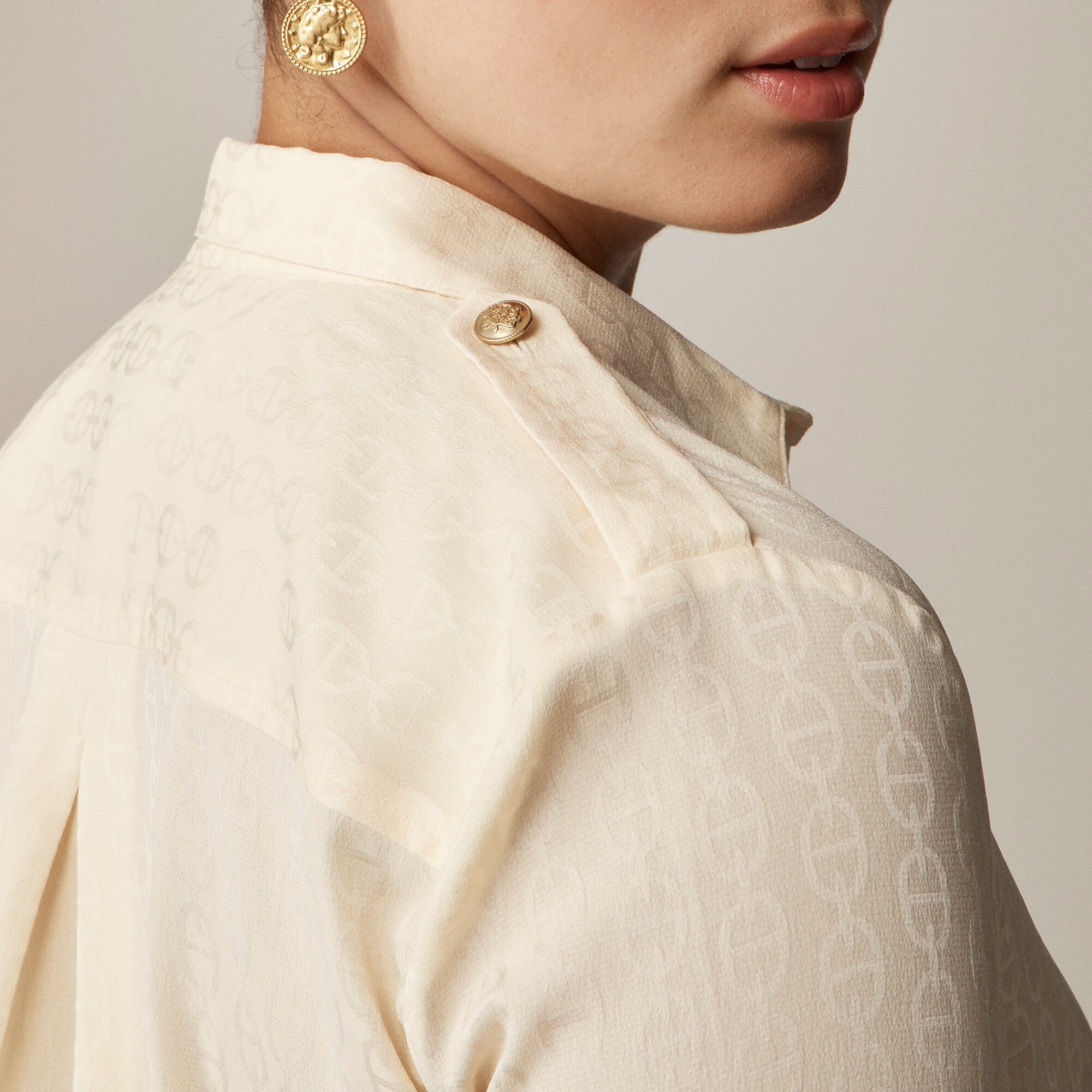 Drapey jacquard-print shirt