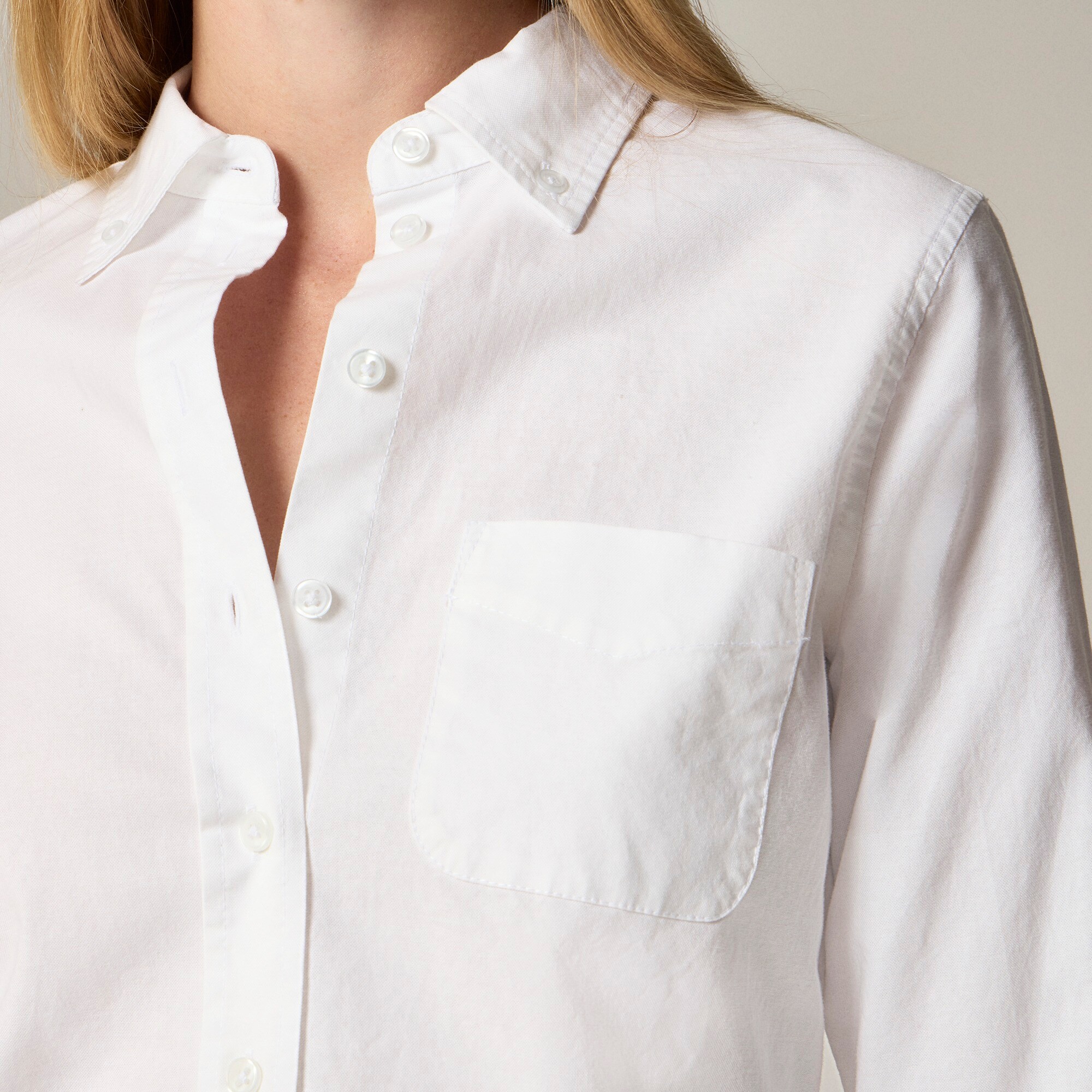 Shrunken button-up shirt in broken-in cotton oxford