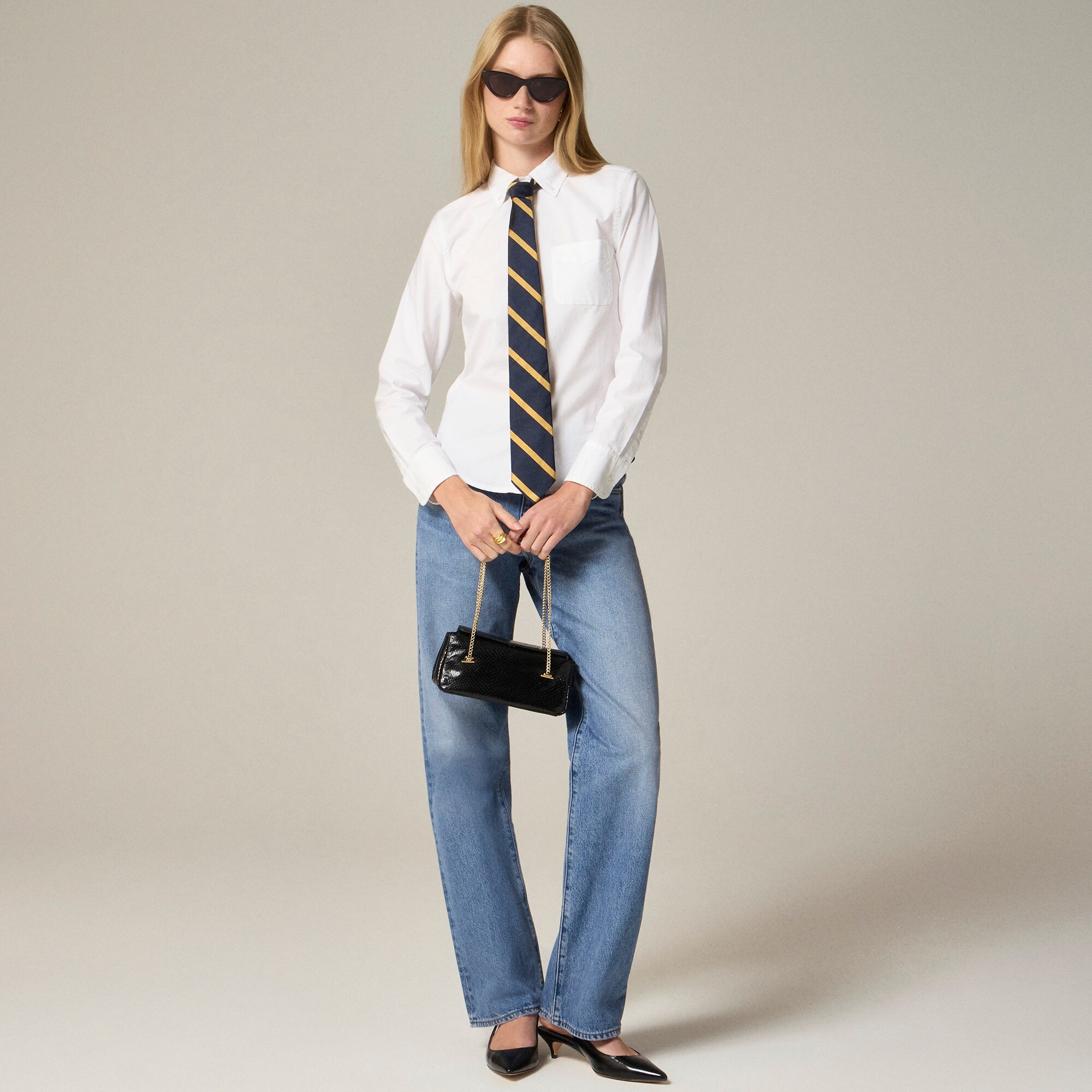 Shrunken button-up shirt in broken-in cotton oxford
