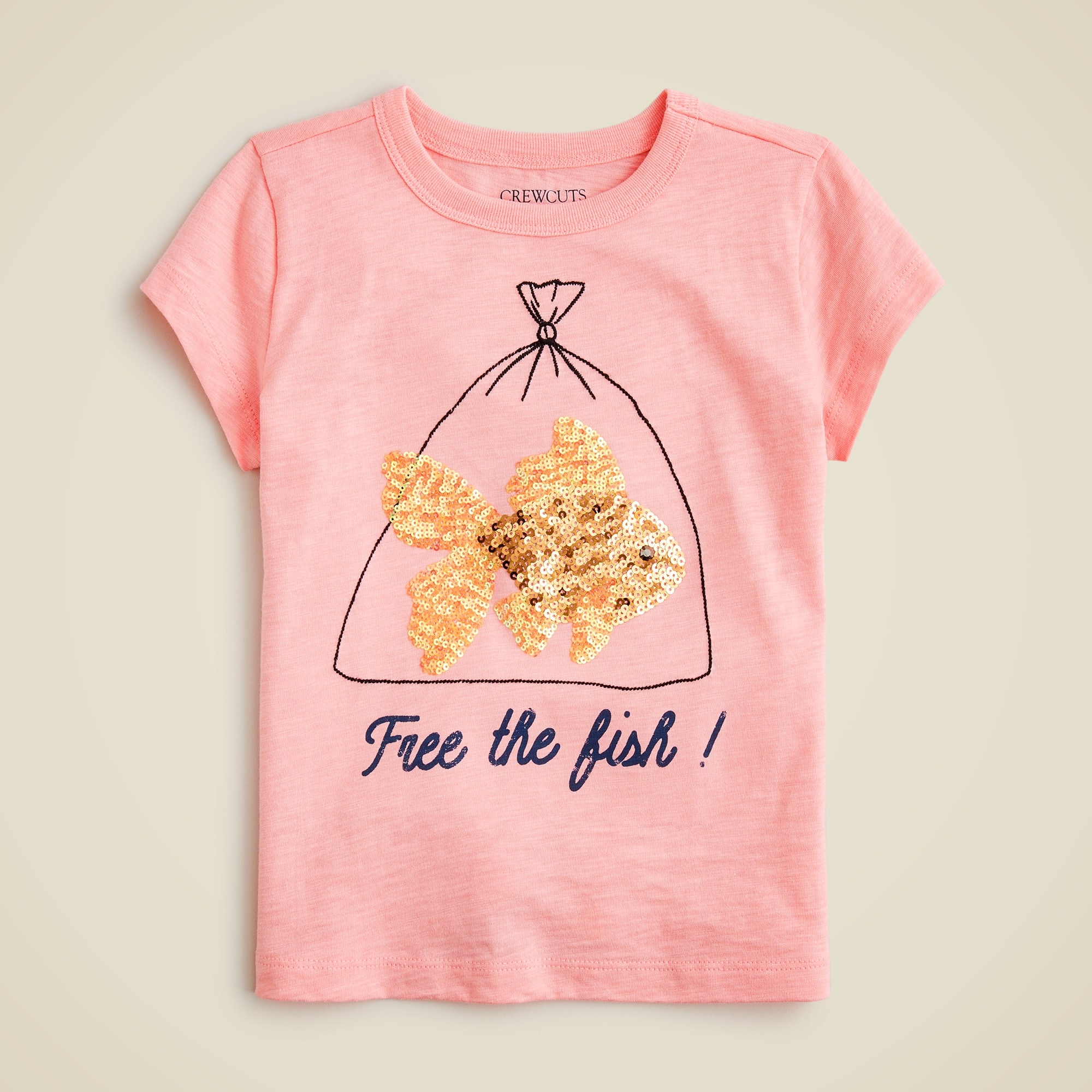  Girls' sequin goldfish graphic T-shirt